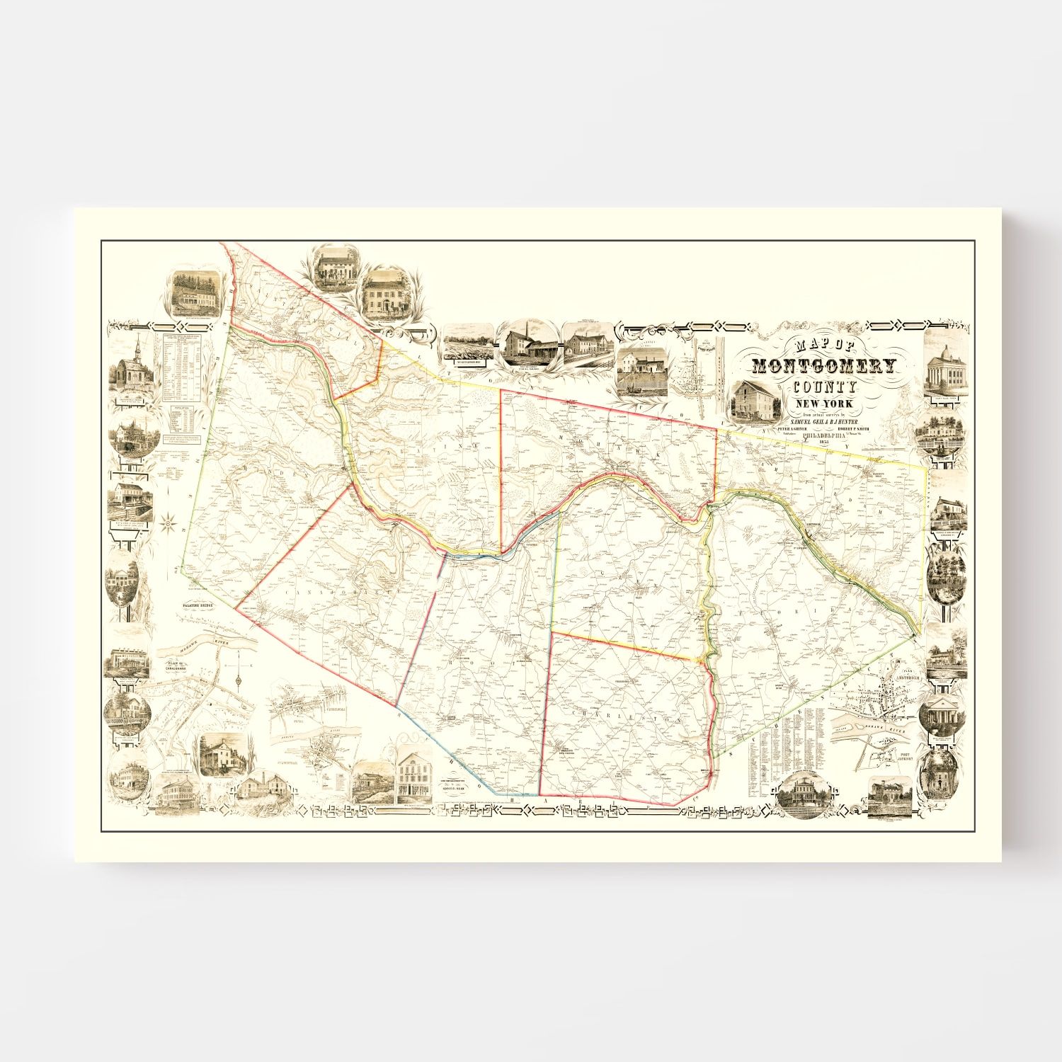 Vintage Map of Montgomery County, New York 1853 by Ted's Vintage Art