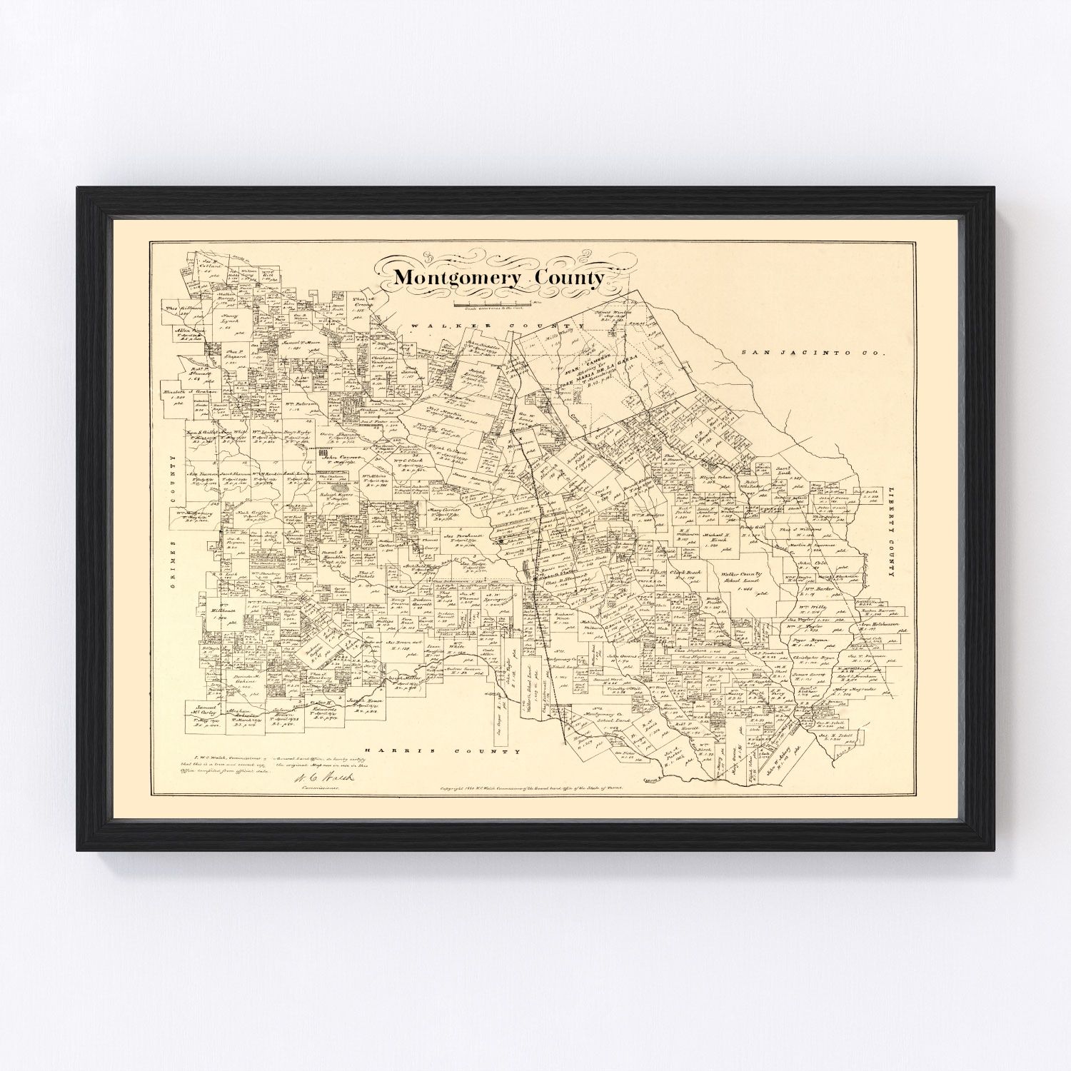 Vintage Map Of Montgomery County Texas 1880 By Teds Vintage Art