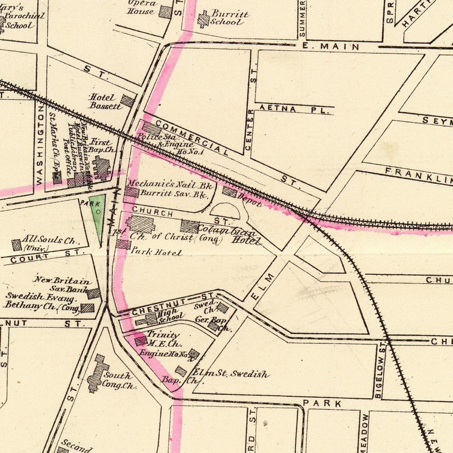 Vintage Map Of New Britain Connecticut 1893 By Ted S Vintage Art   5424 3 