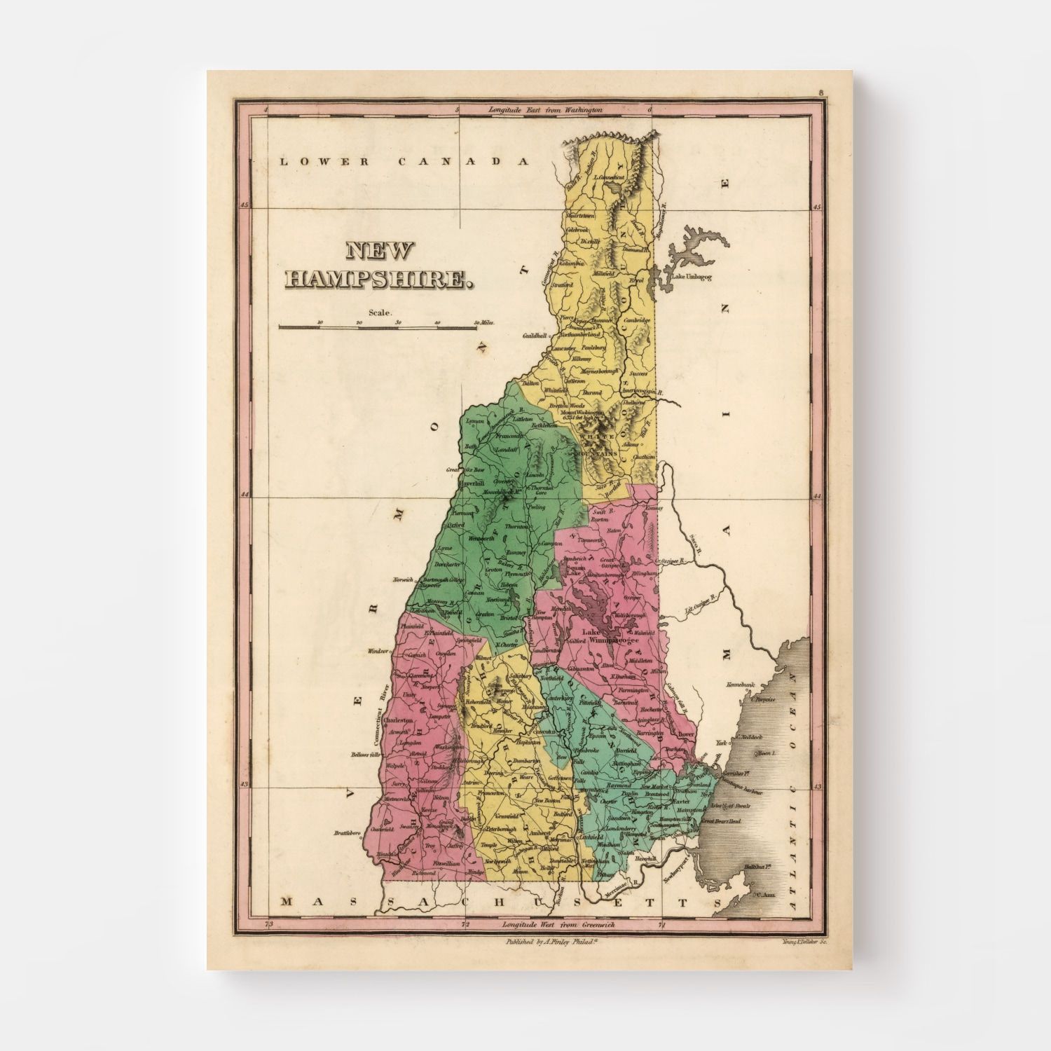 Vintage Map of New Hampshire, 1824 by Ted's Vintage Art