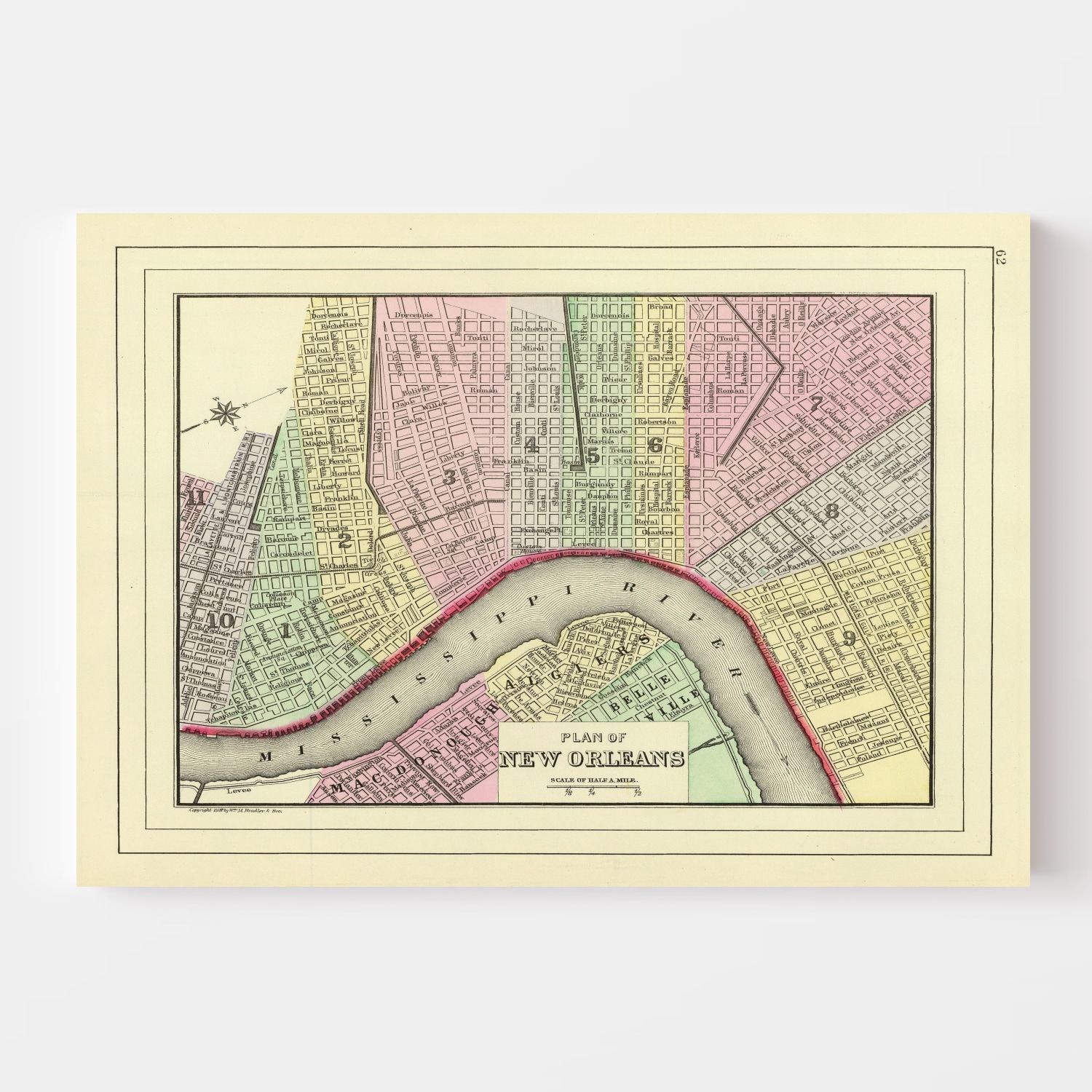 Vintage Map of New Orleans, Louisiana 1890 by Ted's Vintage Art