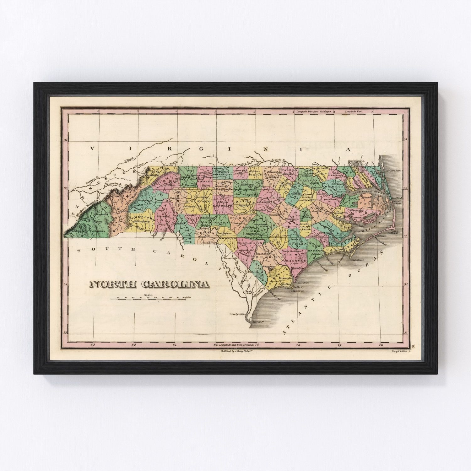 Vintage Map Of North Carolina 1824 By Ted S Vintage Art   5124 