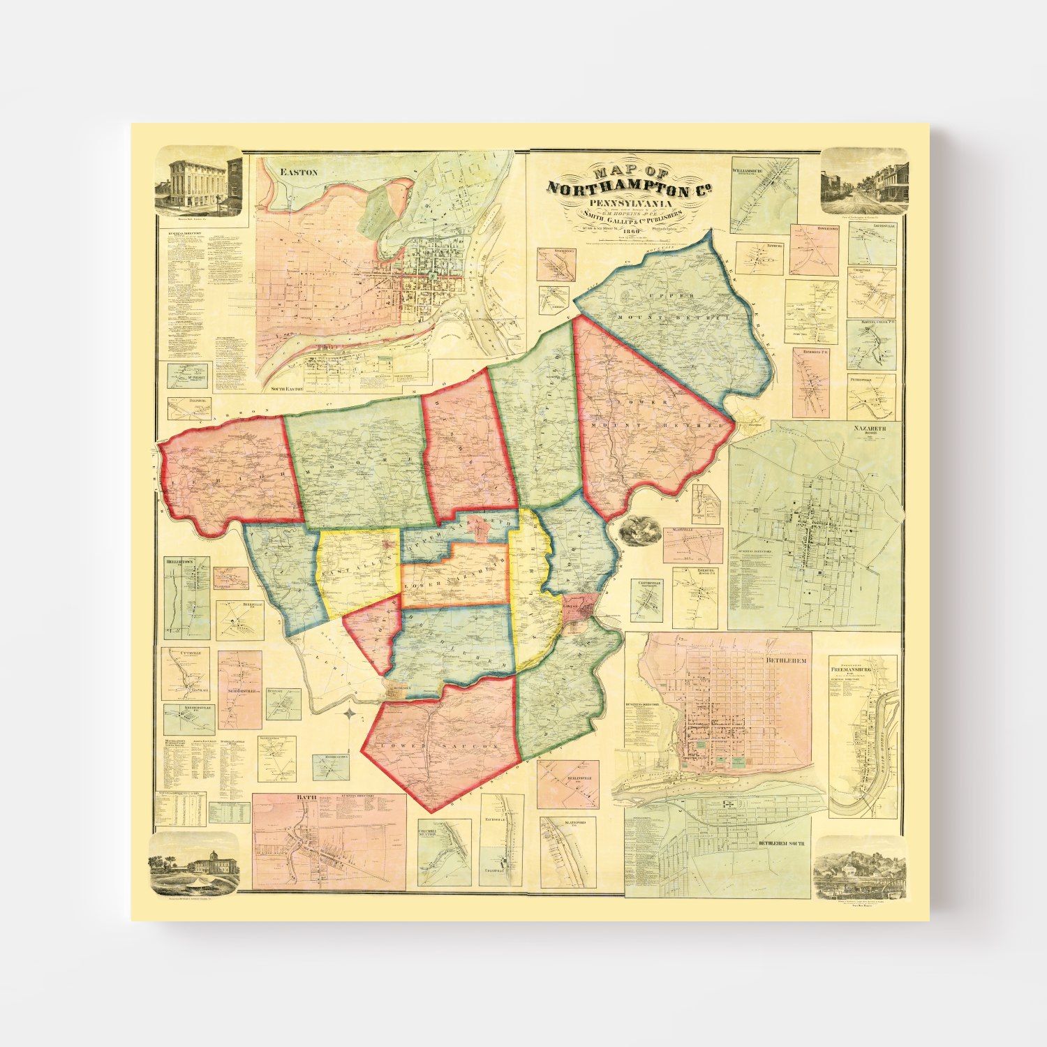 Vintage Map Of Northampton County, Pennsylvania 1860 By Ted's Vintage Art