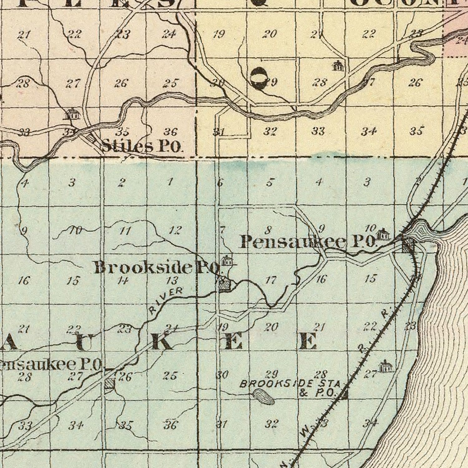 Vintage Map of Oconto County Wisconsin, 1878 by Ted's Vintage Art