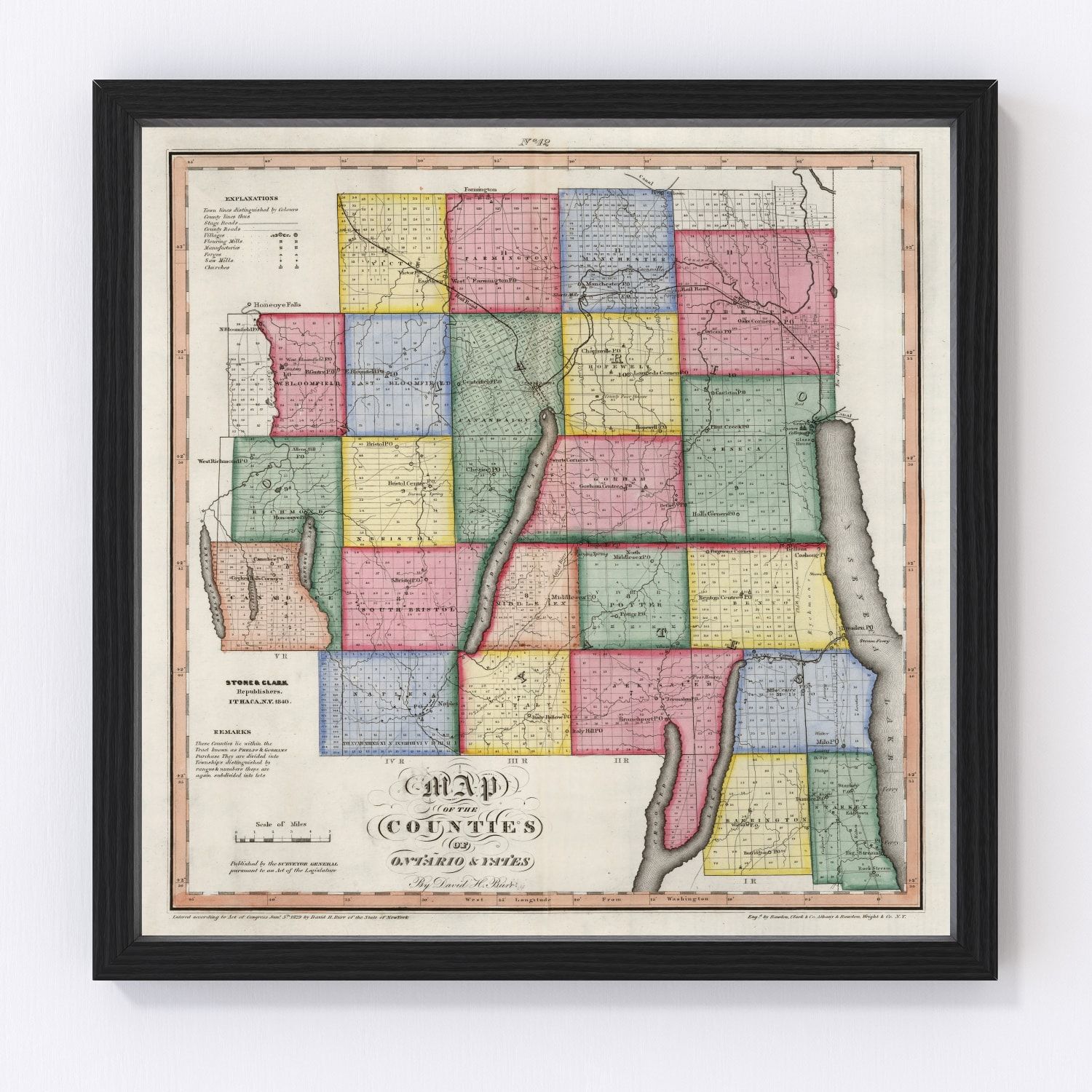 Vintage Map Of Ontario County New York 1840 By Teds Vintage Art 6722