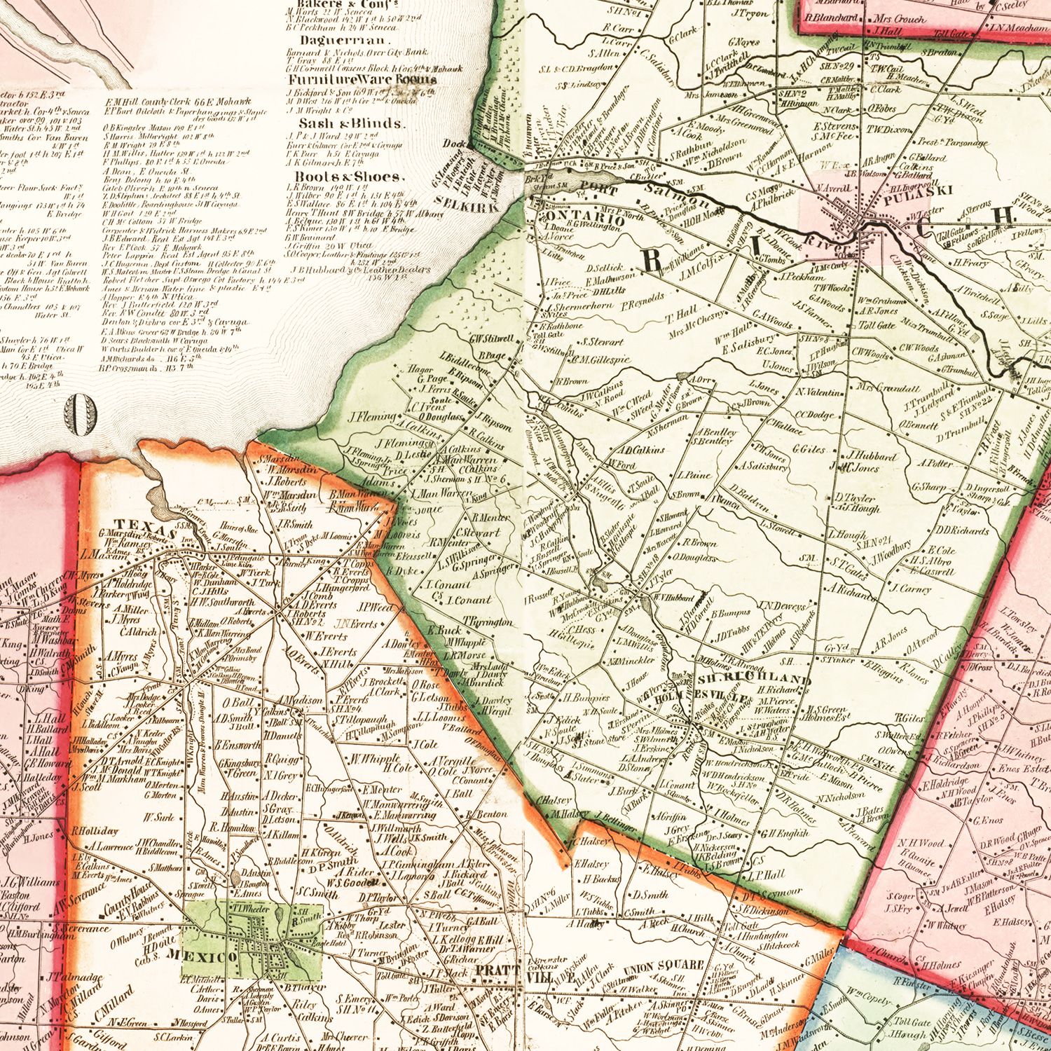 Vintage Map of Oswego County, New York 1854 by Ted's Vintage Art