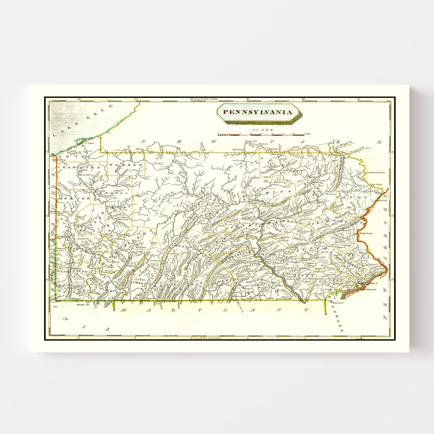 Vintage Map of Pennsylvania 1804 by Ted's Vintage Art