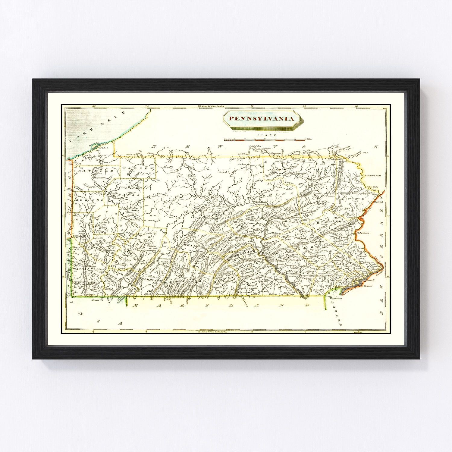 Vintage Map of Pennsylvania 1804 by Ted's Vintage Art