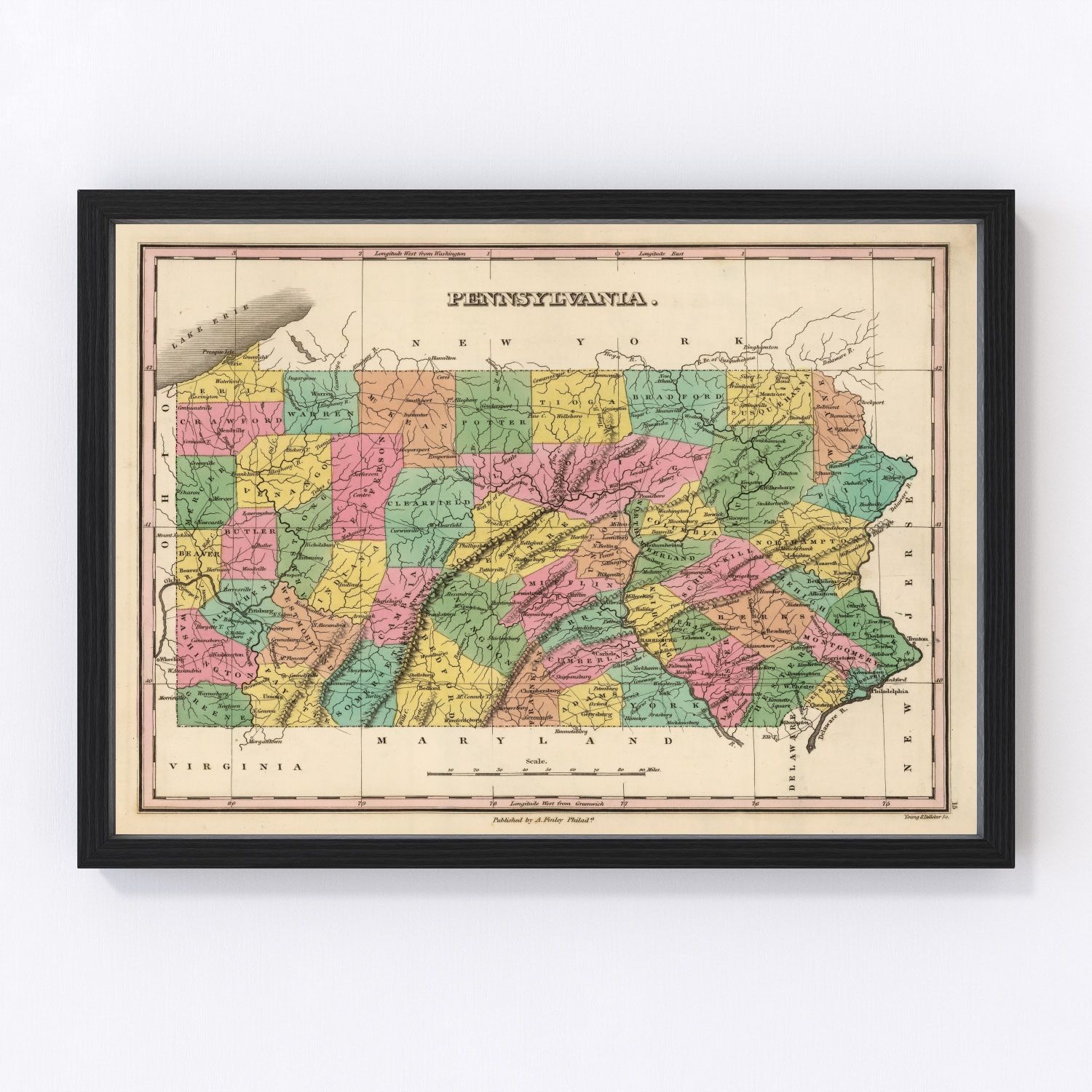 Vintage Map of Pennsylvania, 1824 by Ted's Vintage Art