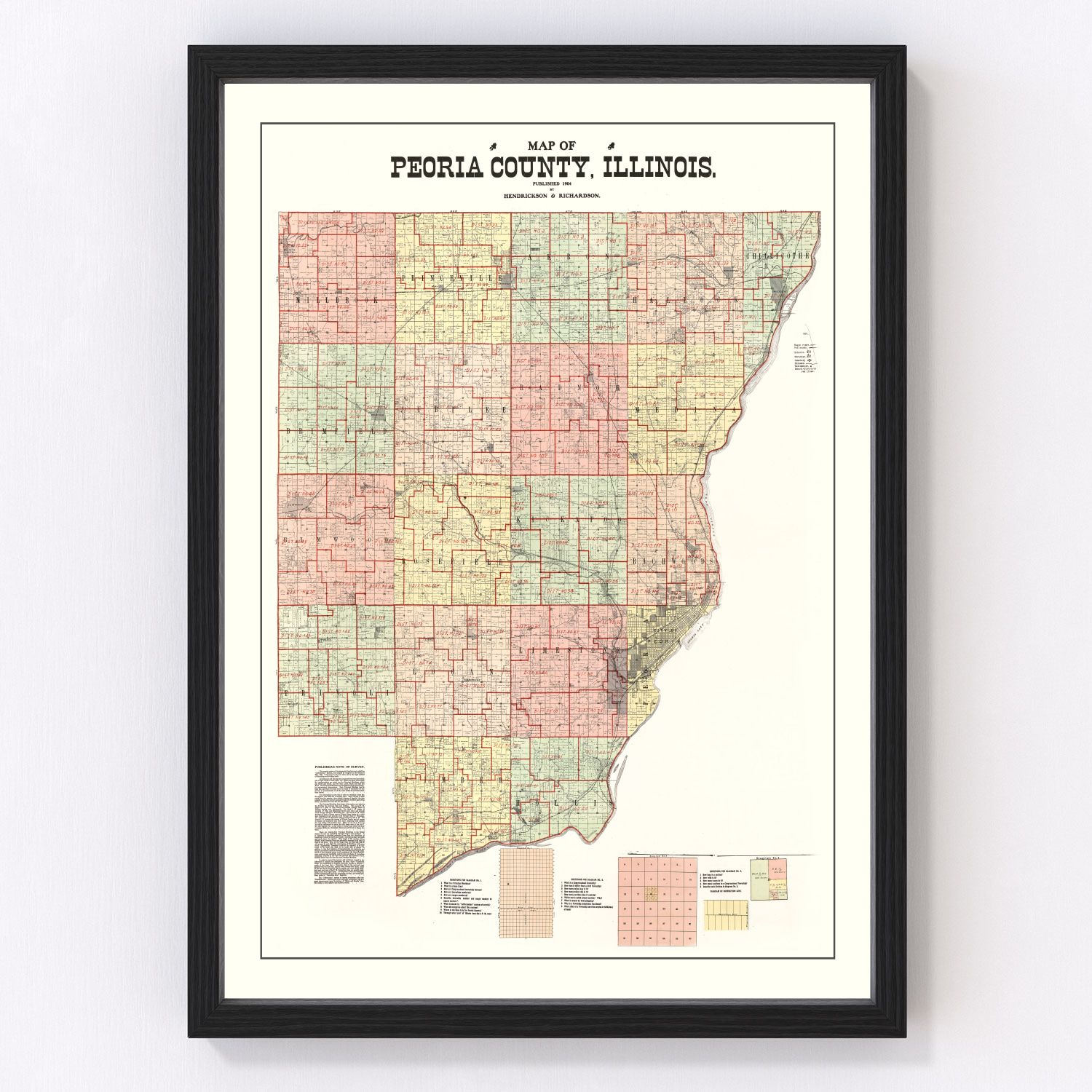 Vintage Map Of Peoria County Illinois 1904 By Teds Vintage Art 1624