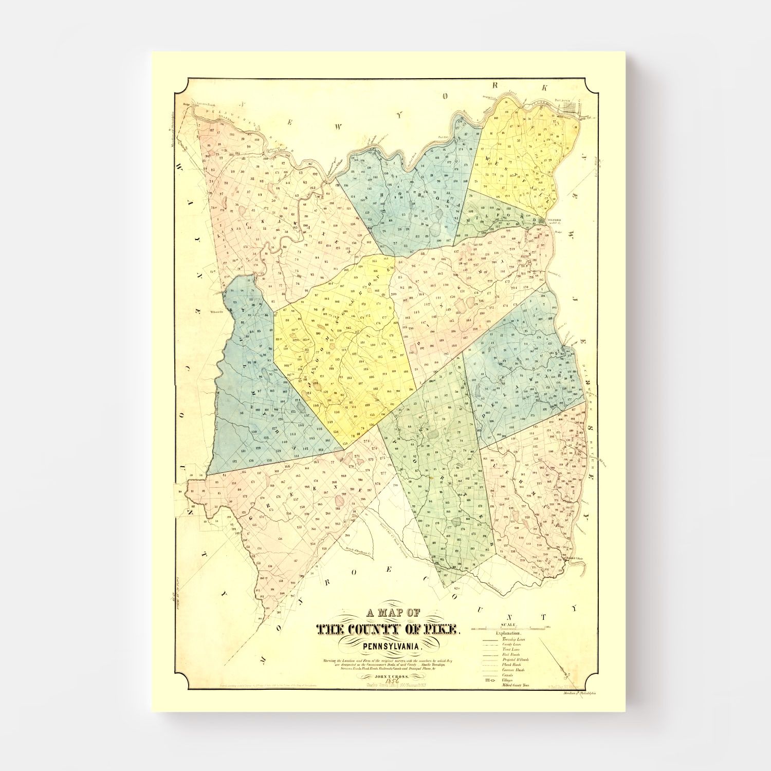 Vintage Map of Pike County, Pennsylvania 1856 by Ted's Vintage Art