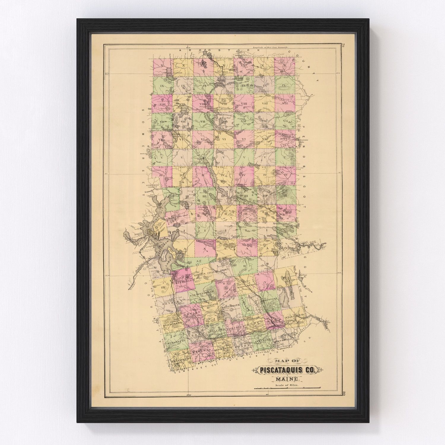 Vintage Map of Piscataquis County Maine, 1885 by Ted's Vintage Art