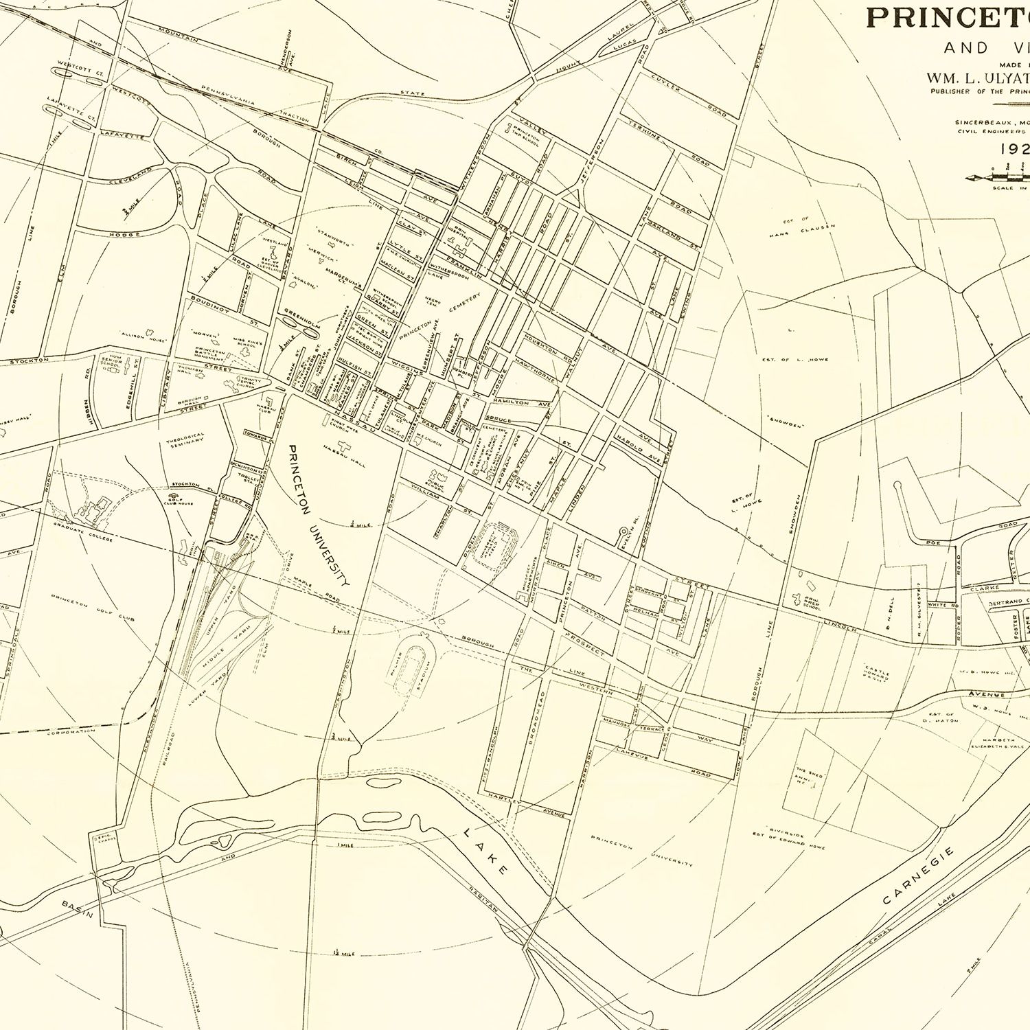 Vintage Map of Princeton, New Jersey 1926 by Ted's Vintage Art