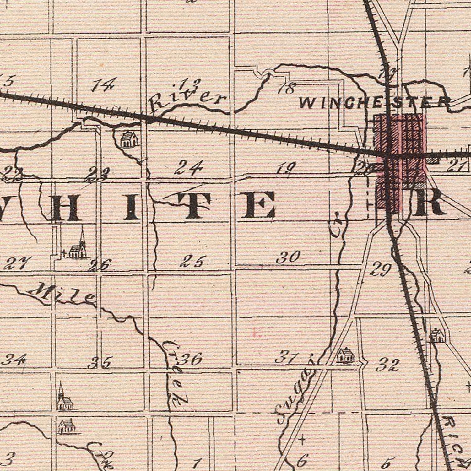 Vintage Map Of Randolph County Indiana, 1876 By Ted's Vintage Art