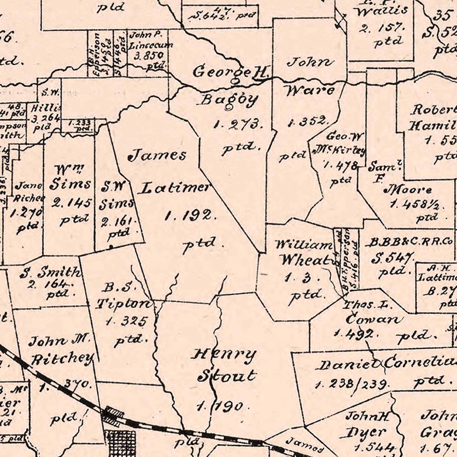 Vintage Map of Red River County, Texas 1879 by Ted's Vintage Art