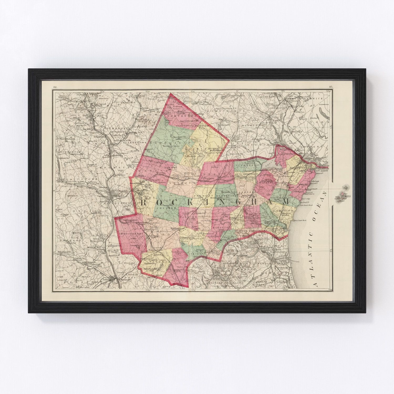 Vintage Map of Rockingham County New Hampshire, 1877 by Ted's Vintage Art