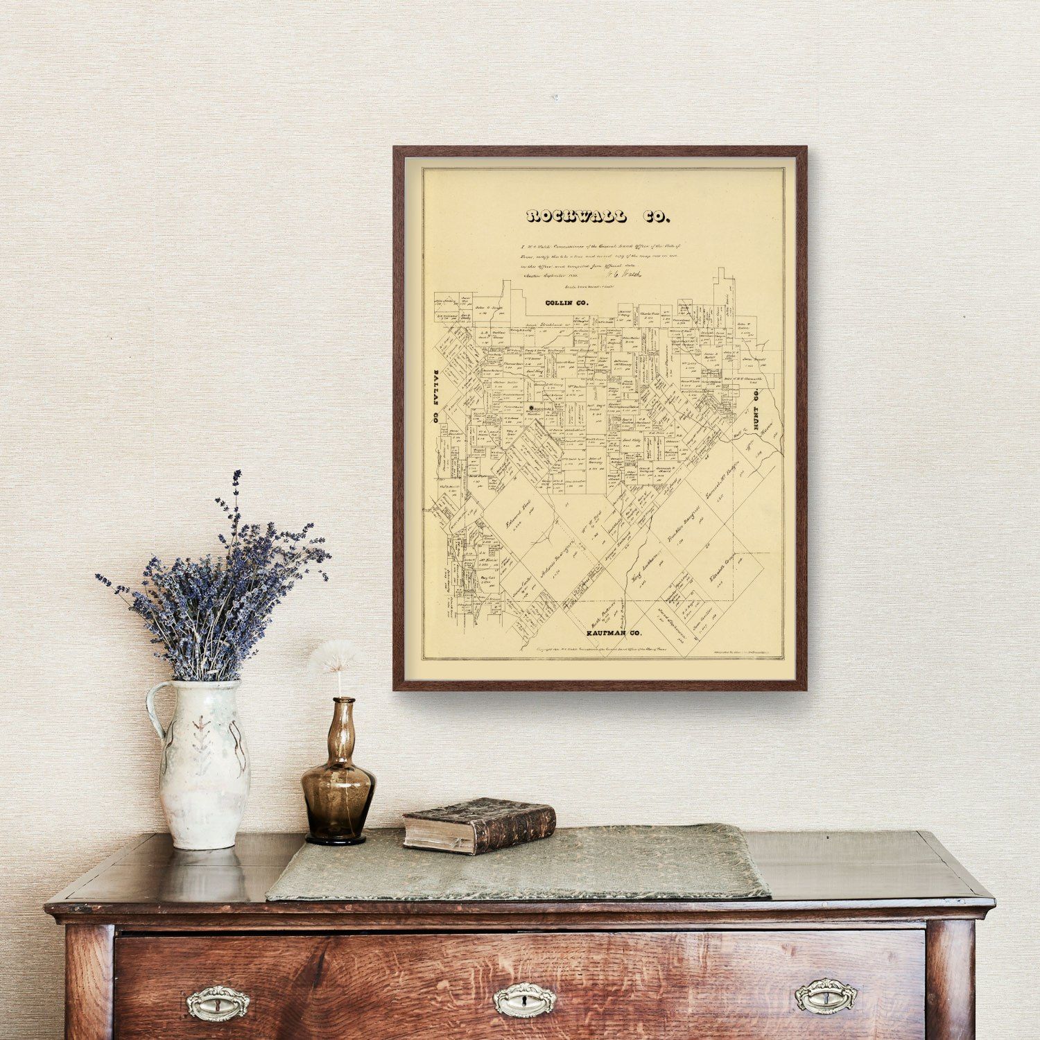 Vintage Map Of Rockwall County Texas 1880 By Teds Vintage Art 2363