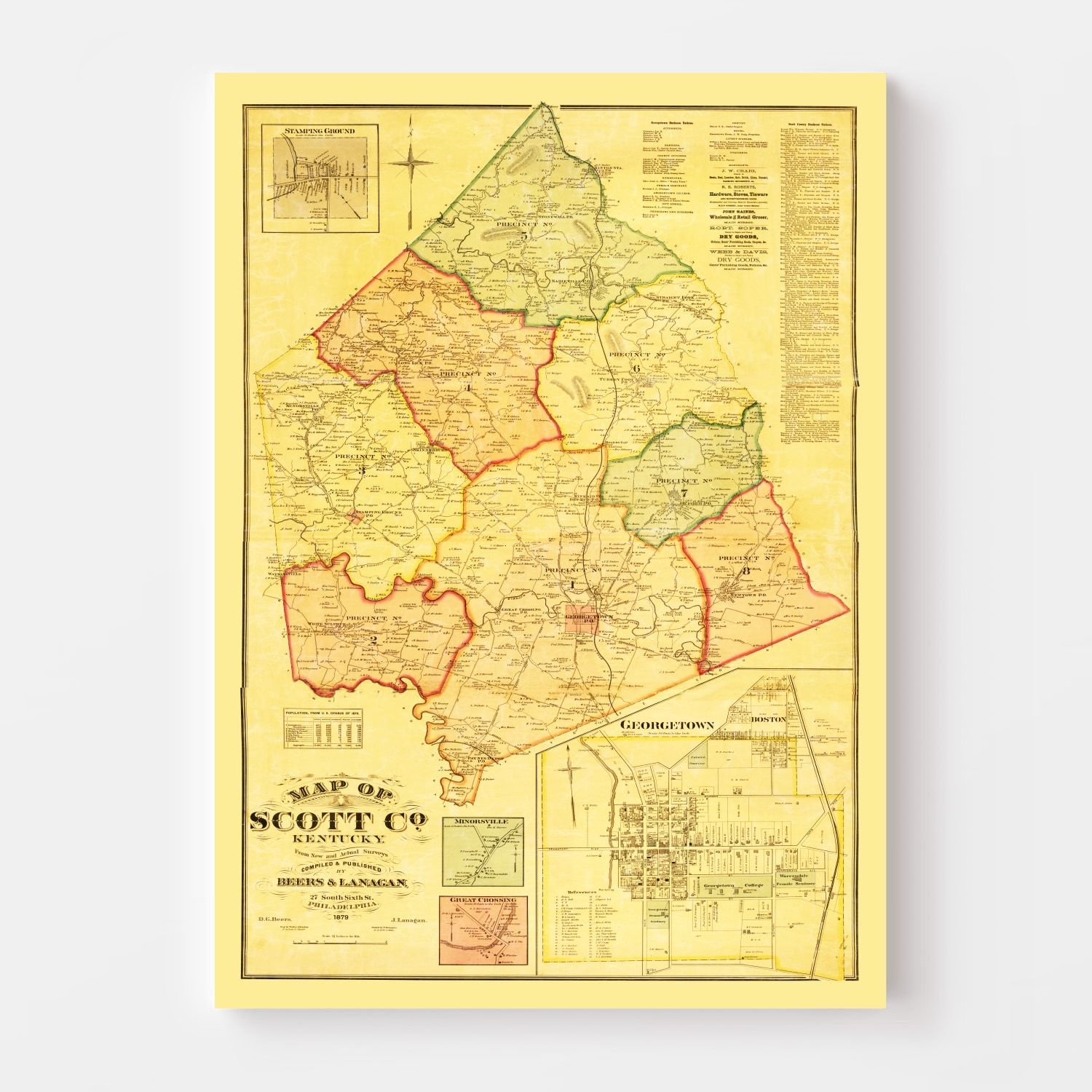 Vintage Map of Scott County, Kentucky 1879 by Ted's Vintage Art