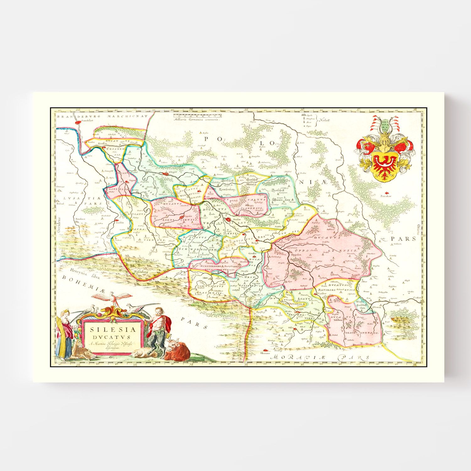 Vintage Map of Silesia 1665 by Ted's Vintage Art