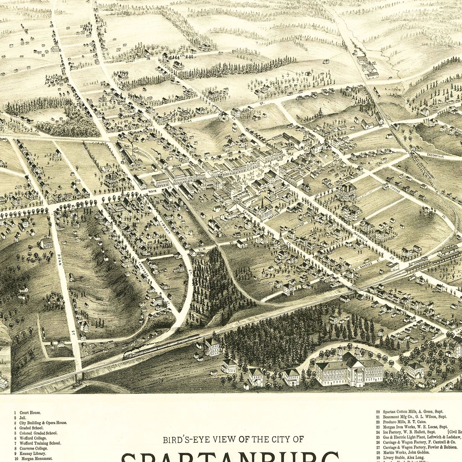Vintage Map Of Spartanburg South Carolina 1891 By Teds Vintage Art
