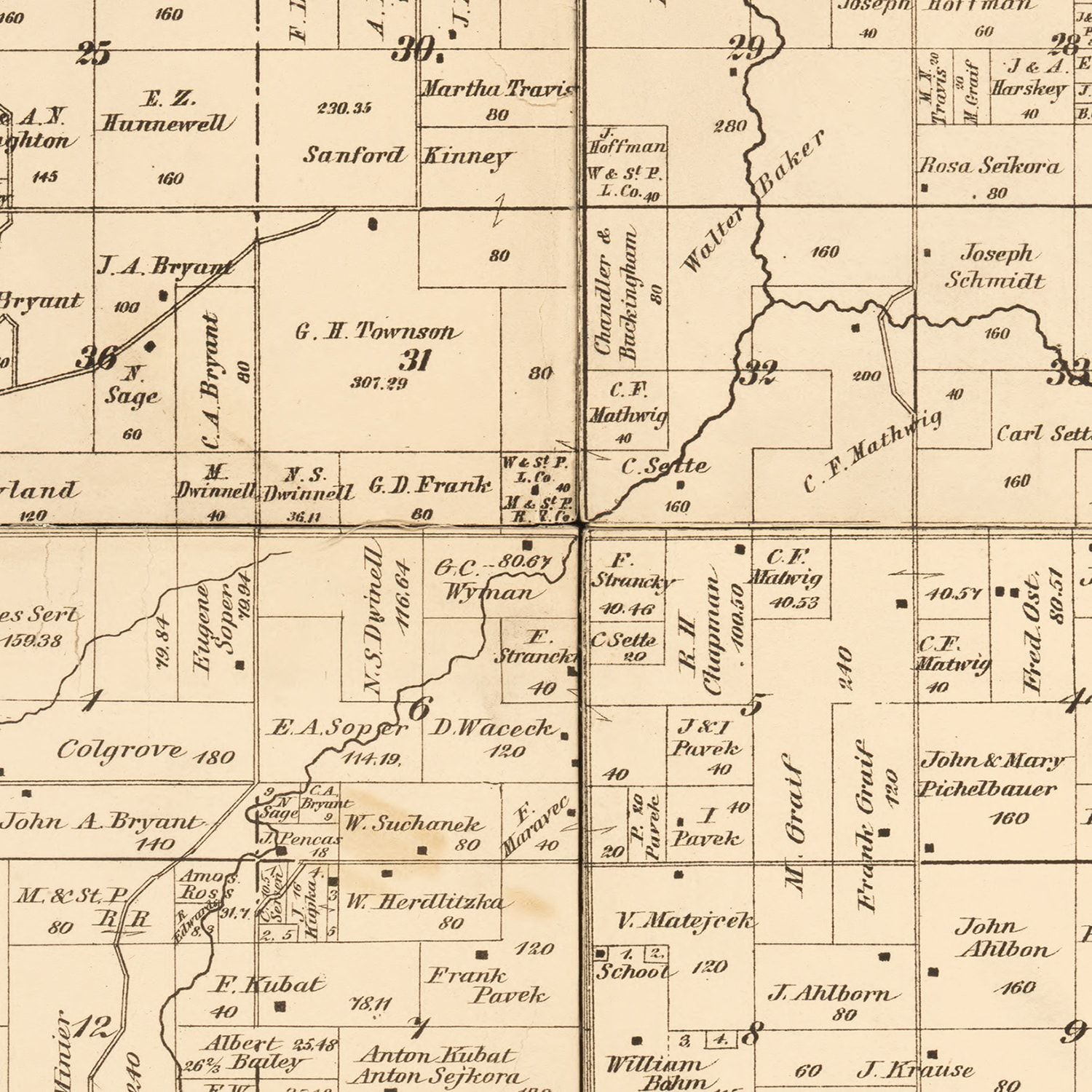 Vintage Map Of Steele County, Minnesota 1879 By Ted's Vintage Art