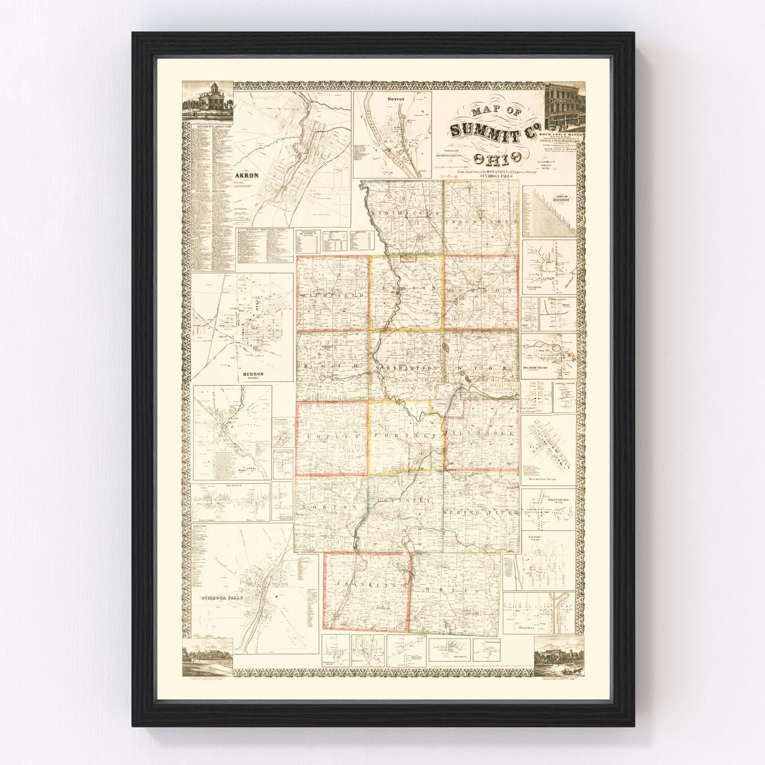 Vintage Map Of Summit County Ohio 1856 By Teds Vintage Art 3740