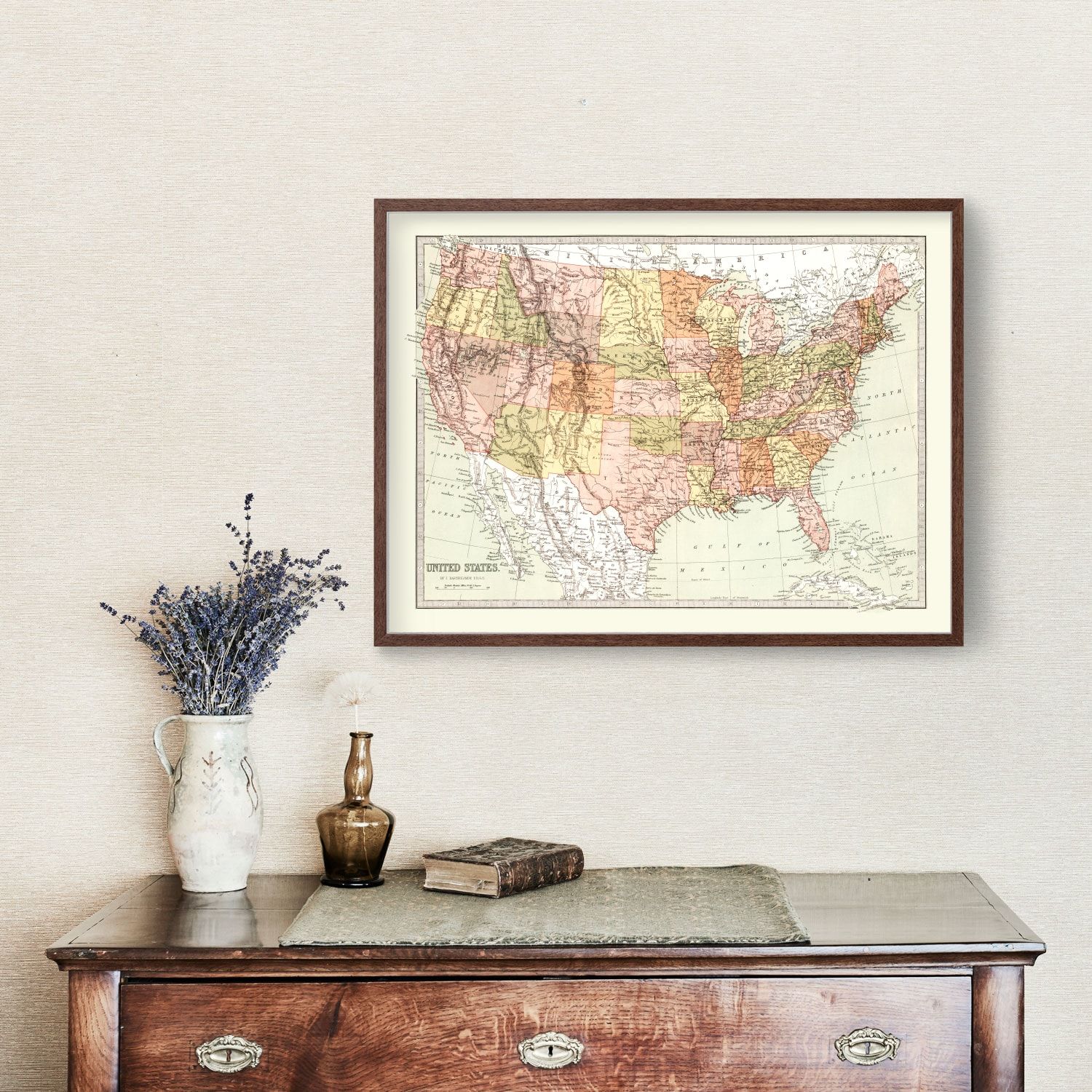 Vintage Map of United States 1871 by Ted's Vintage Art