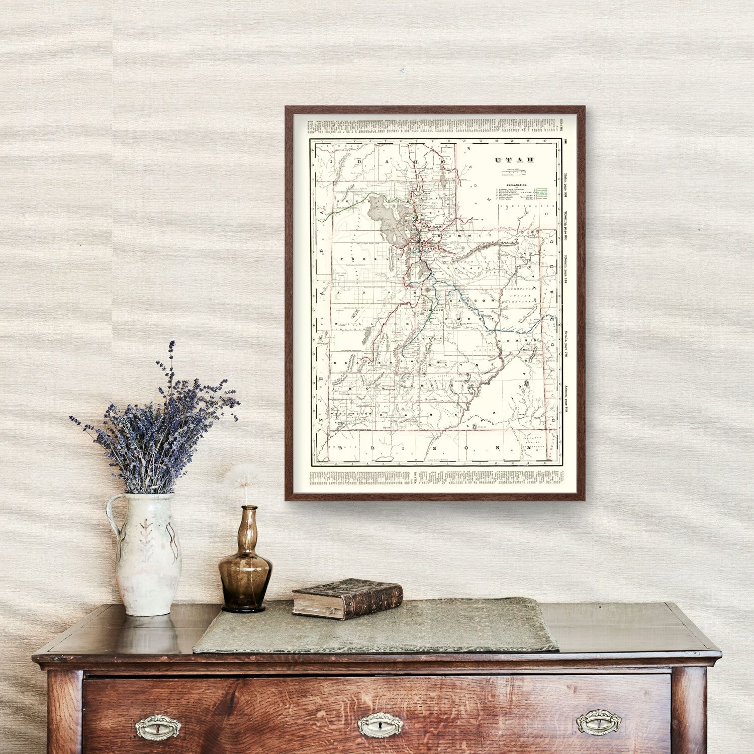 Vintage Map of Utah 1895 by Ted's Vintage Art