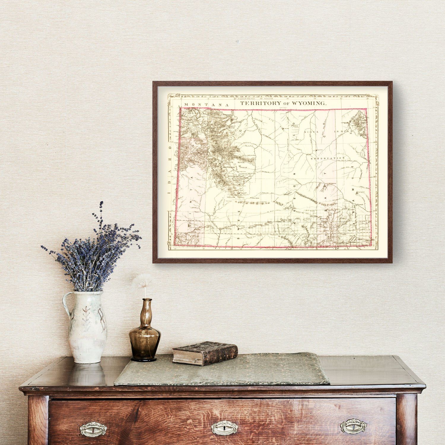 Vintage Map of Wyoming 1880 by Ted's Vintage Art