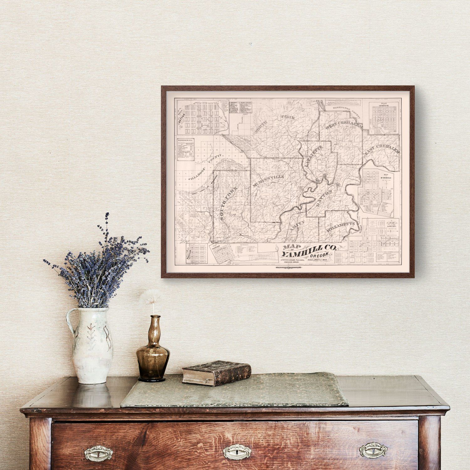 Vintage Map of Yamhill County, Oregon 1879 by Ted's Vintage Art