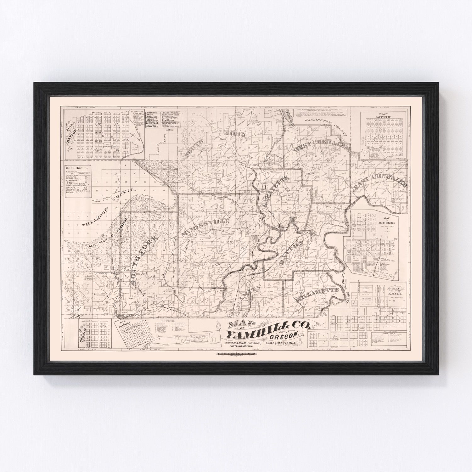 Vintage Map of Yamhill County, Oregon 1879 by Ted's Vintage Art