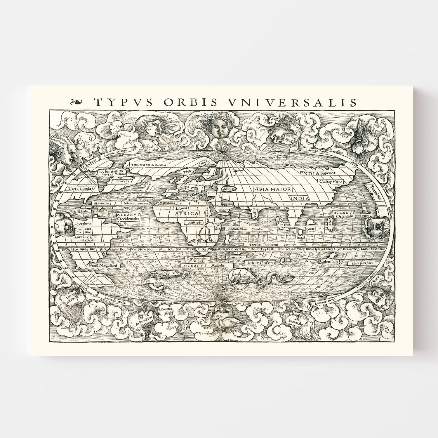 Vintage World Map 1540 by Ted's Vintage Art