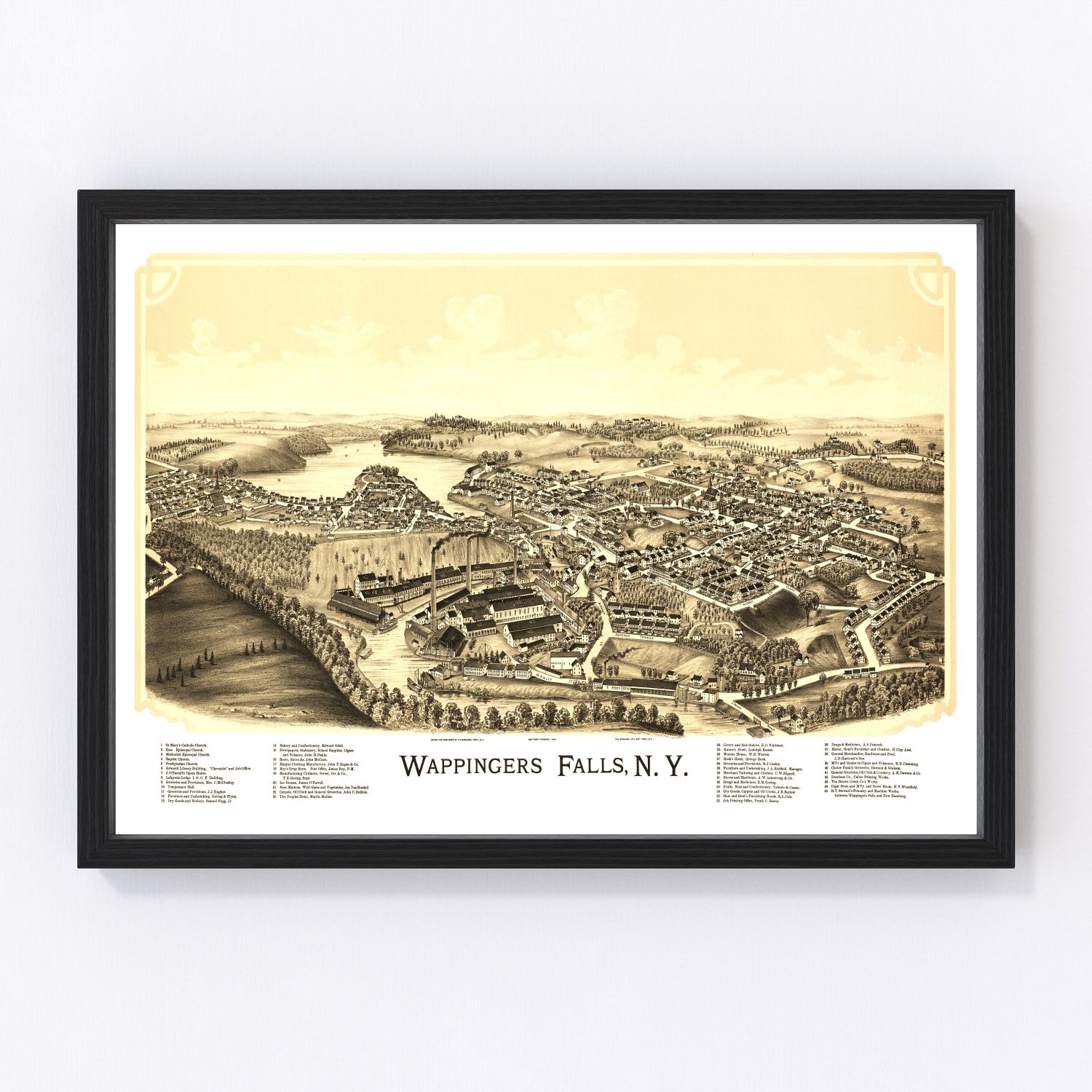 Vintage Map of Wappingers Falls, New York 1889 by Ted's Vintage Art