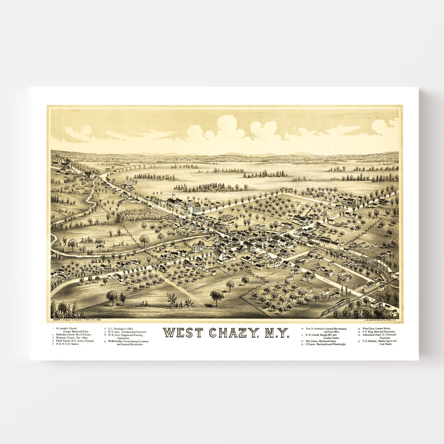 Vintage Map of West Chazy, New York 1899 by Ted's Vintage Art