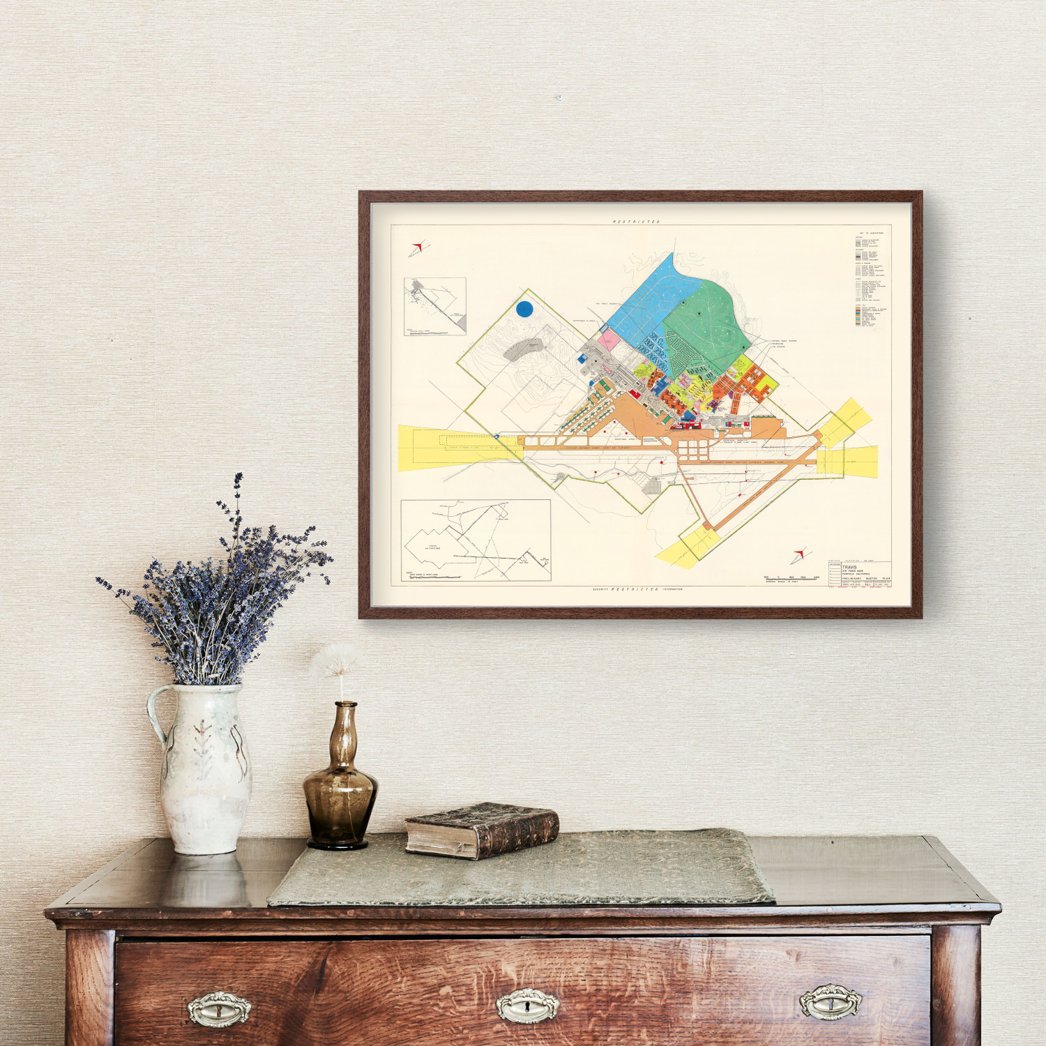 Vintage Map of Travis Air Force Base, 1951 by Ted's Vintage Art