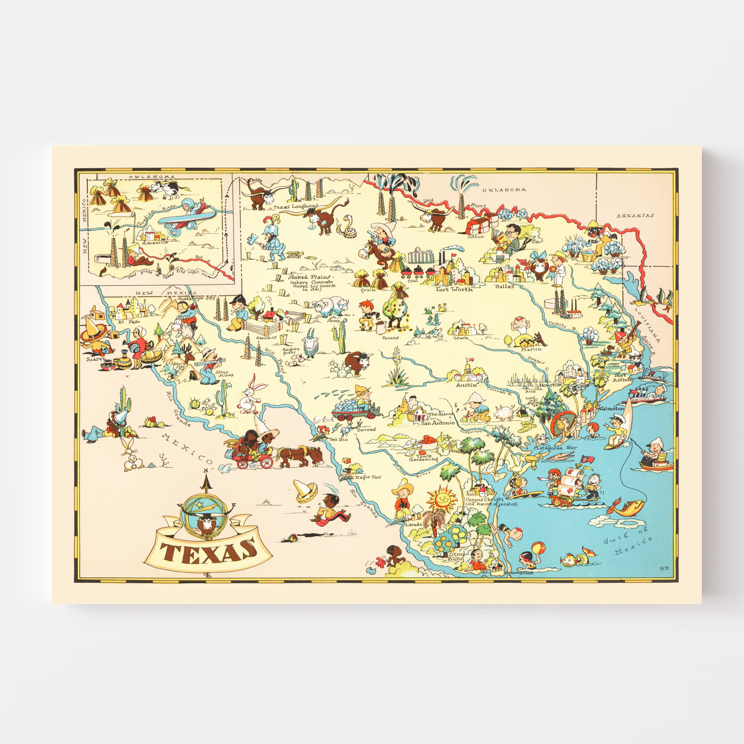 Vintage Map Of Texas 1935 By Ted S Vintage Art   10097 2 