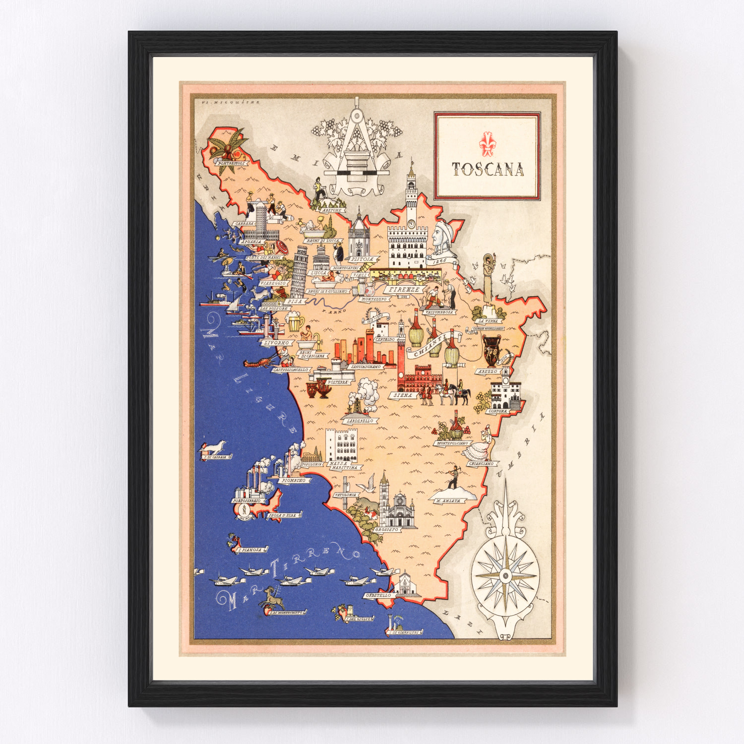 Vintage Map of Tuscany Italy, 1938 by Ted's Vintage Art