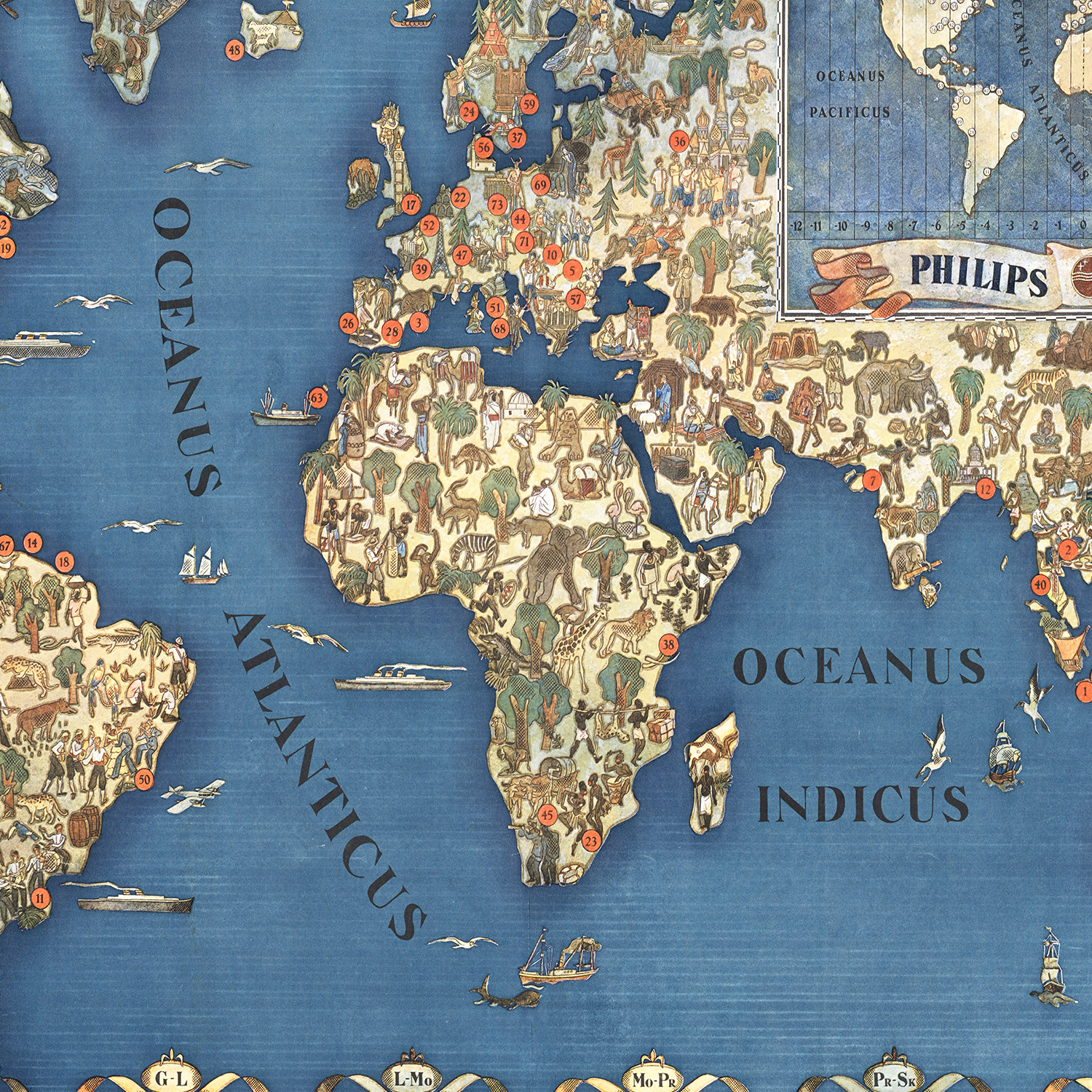 Philips Radio World Map, 1935 by Ted's Vintage Art