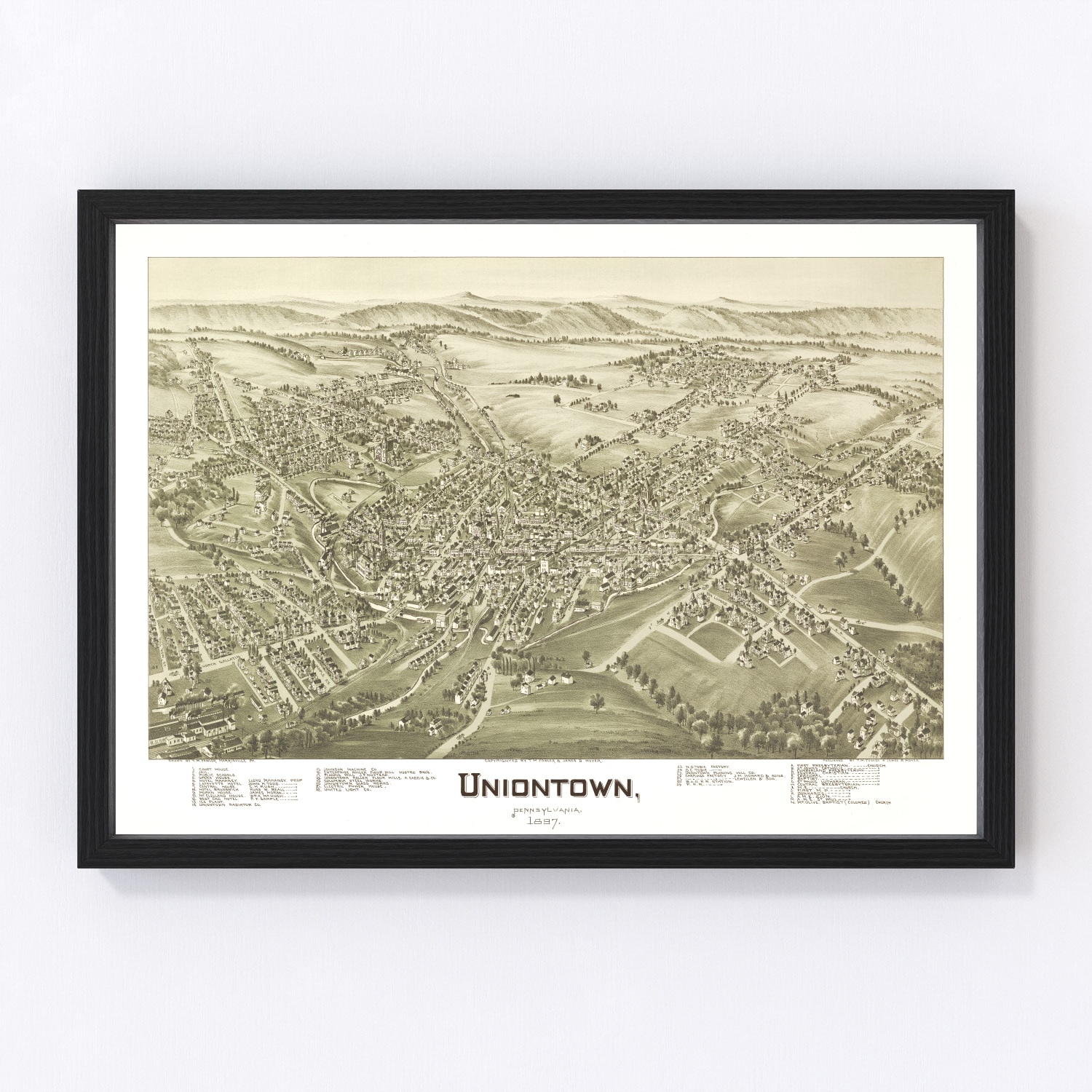 Vintage Map of Uniontown, Pennsylvania 1897 by Ted's Vintage Art