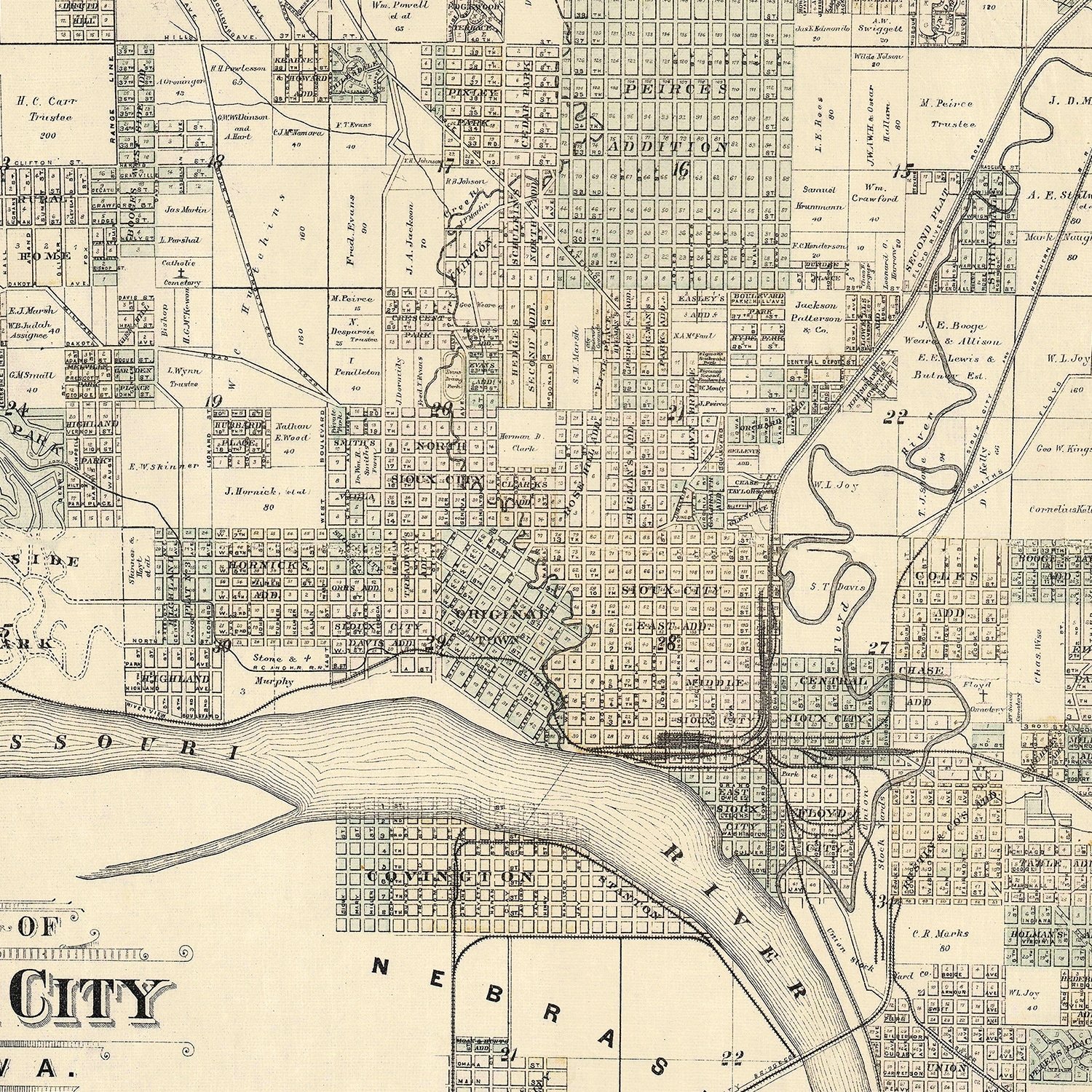 Vintage Map of Sioux City, Iowa 1893 by Ted's Vintage Art