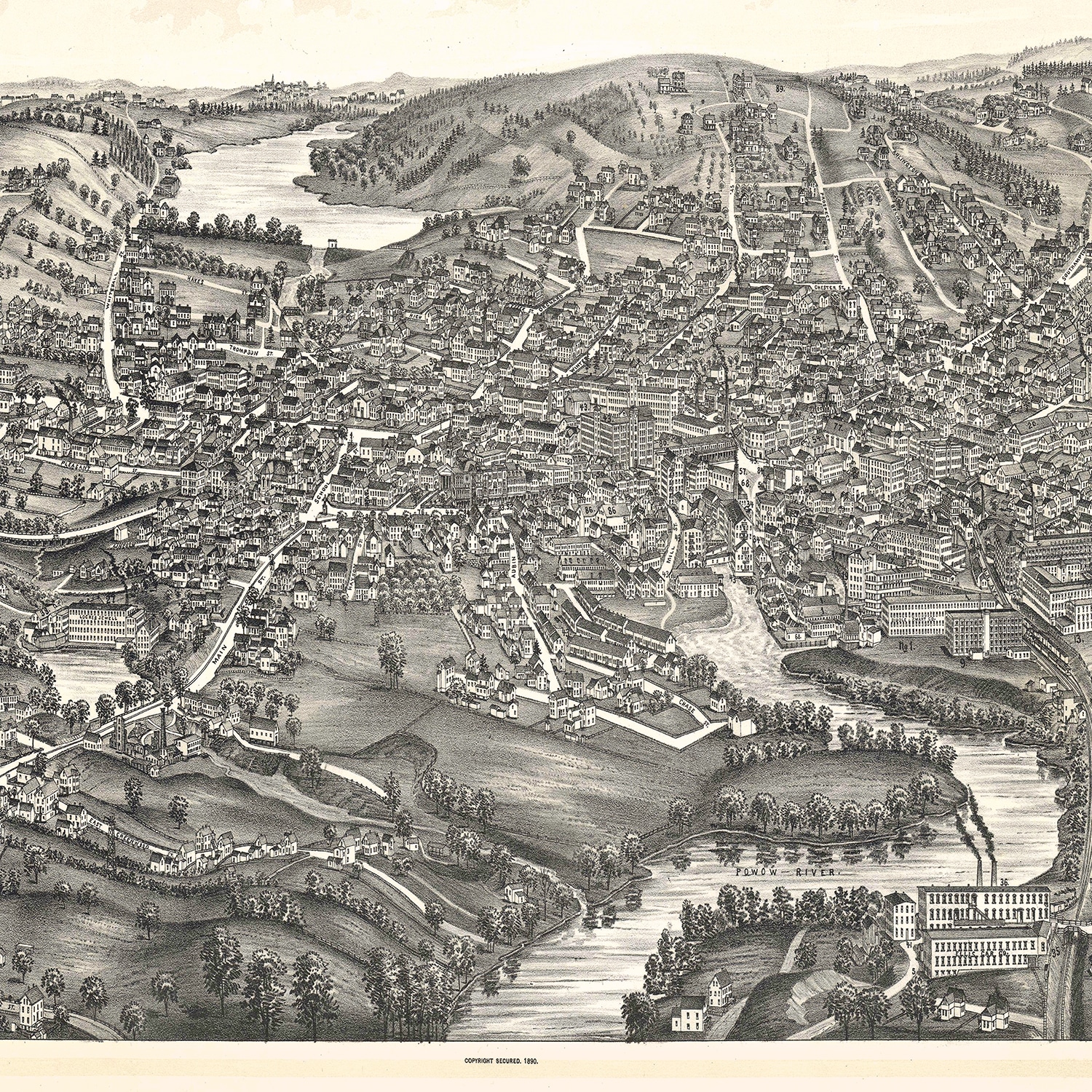 Vintage Map of Amesbury, Massachusetts 1890 by Ted's Vintage Art