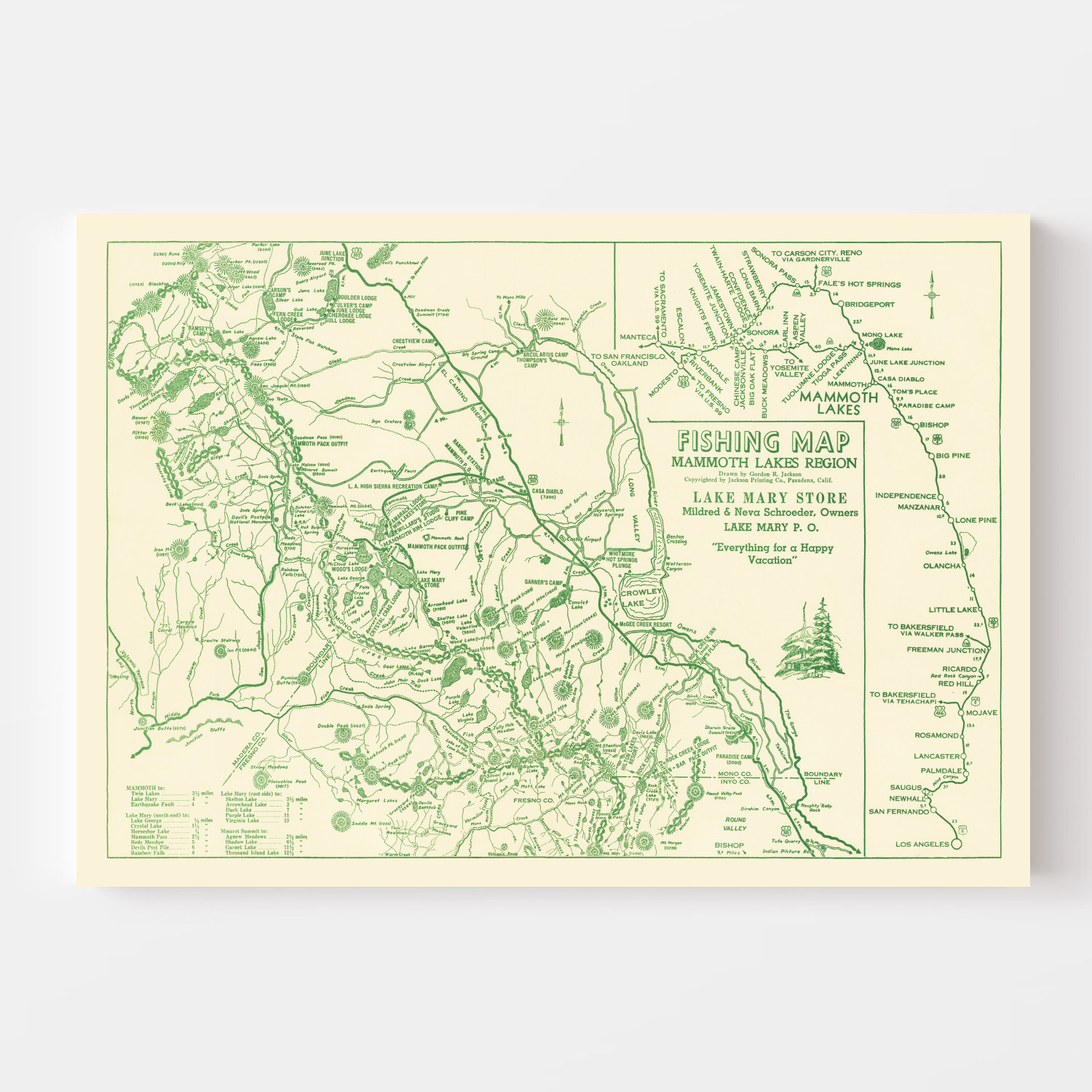 Vintage Map Of Mammoth Lakes 1930 By Ted S Vintage Art   10370 2 