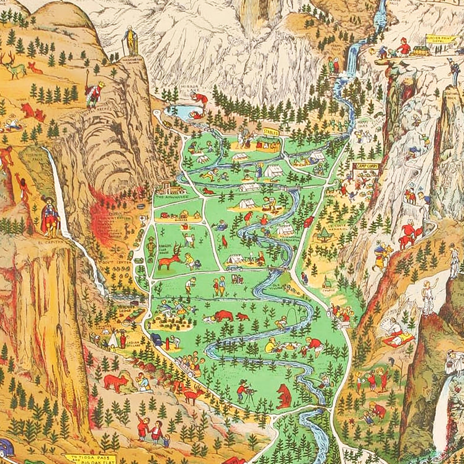 Yosemite Valley Map, National orders Park Map, Yosemite Map, Wood Map, Engraved Map, Antique Map, Vintage Map, Vintage Map, Travel Gift