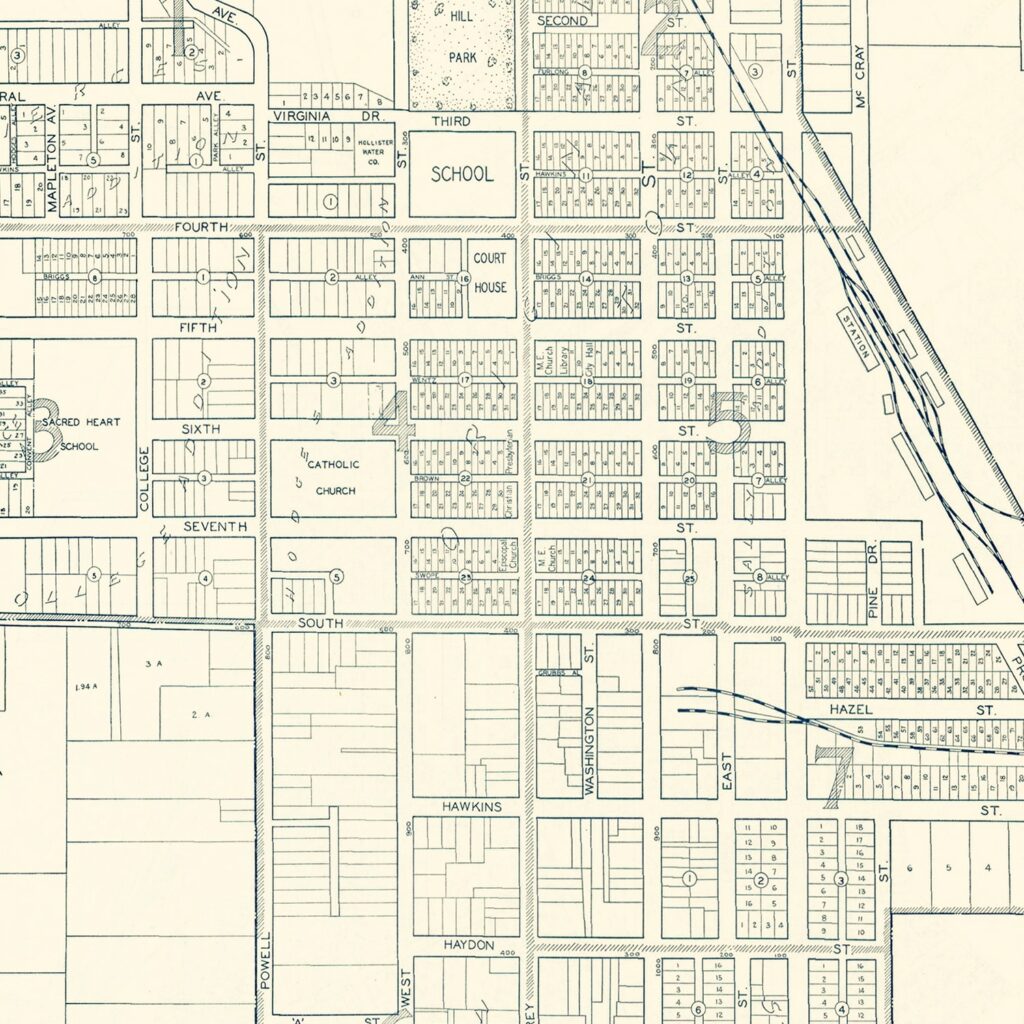 Vintage Map of Hollister, California 1920 by Ted's Vintage Art