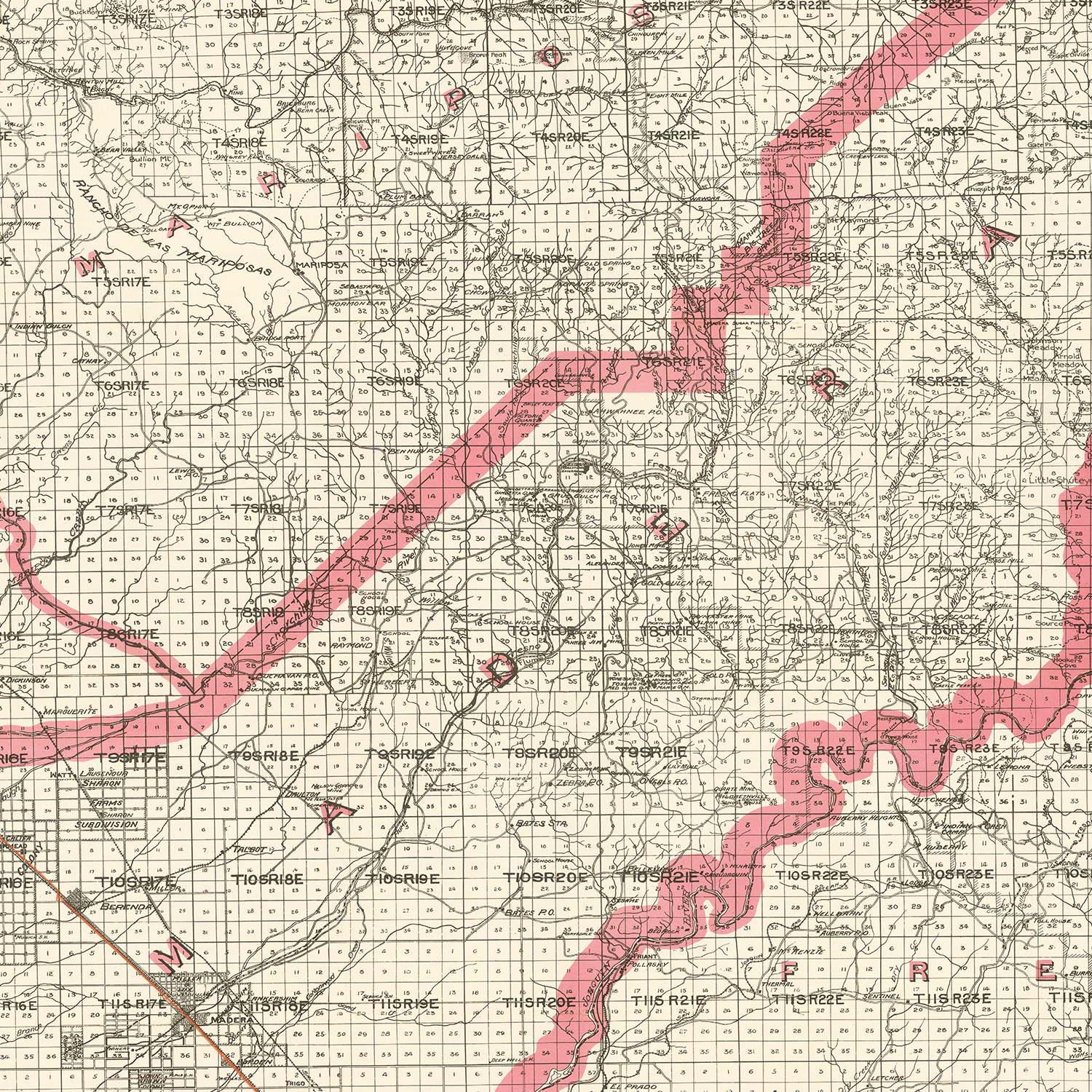 Vintage Map of Madera County, California 1914 by Ted's Vintage Art