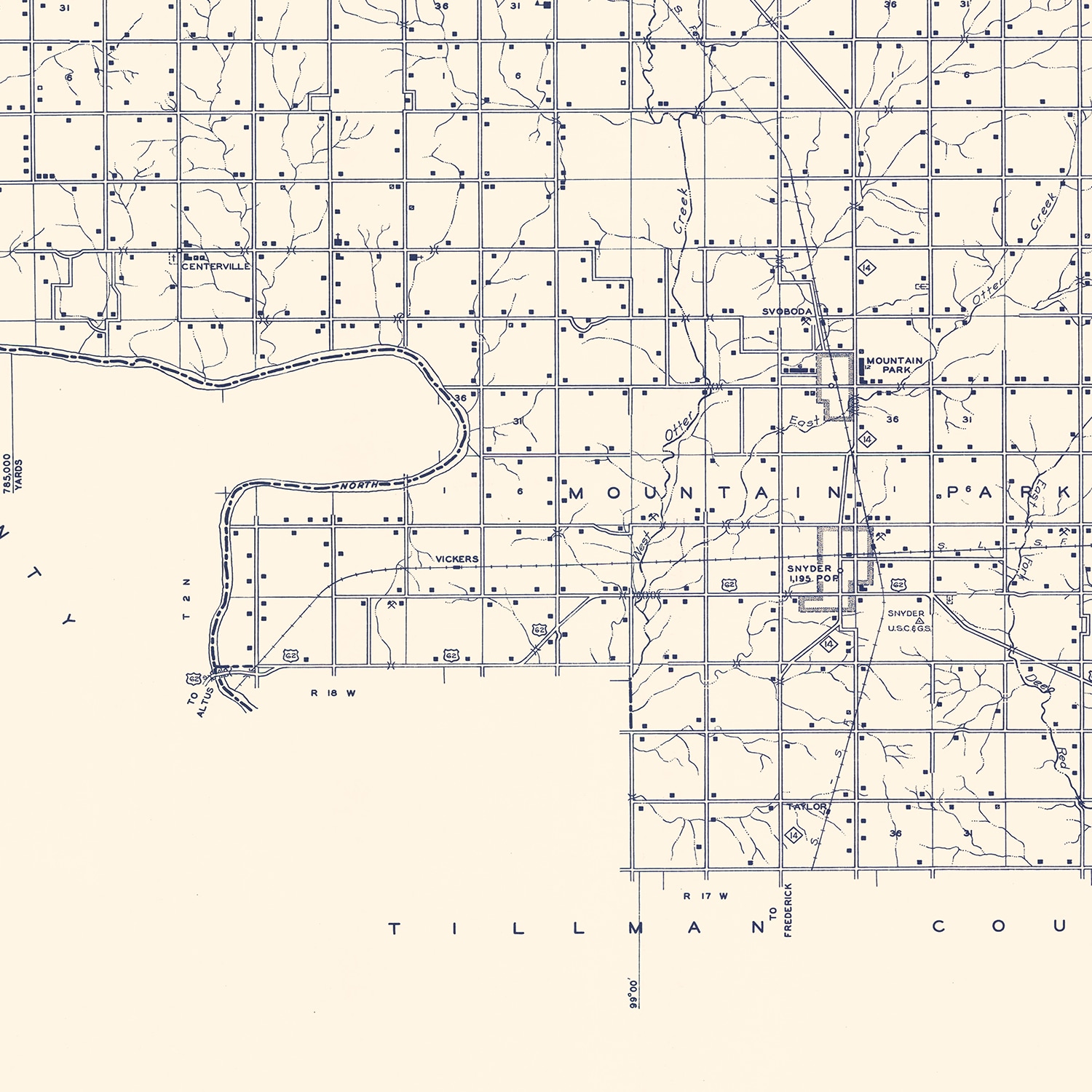 Vintage Map of Kiowa County, Oklahoma 1936 by Ted's Vintage Art