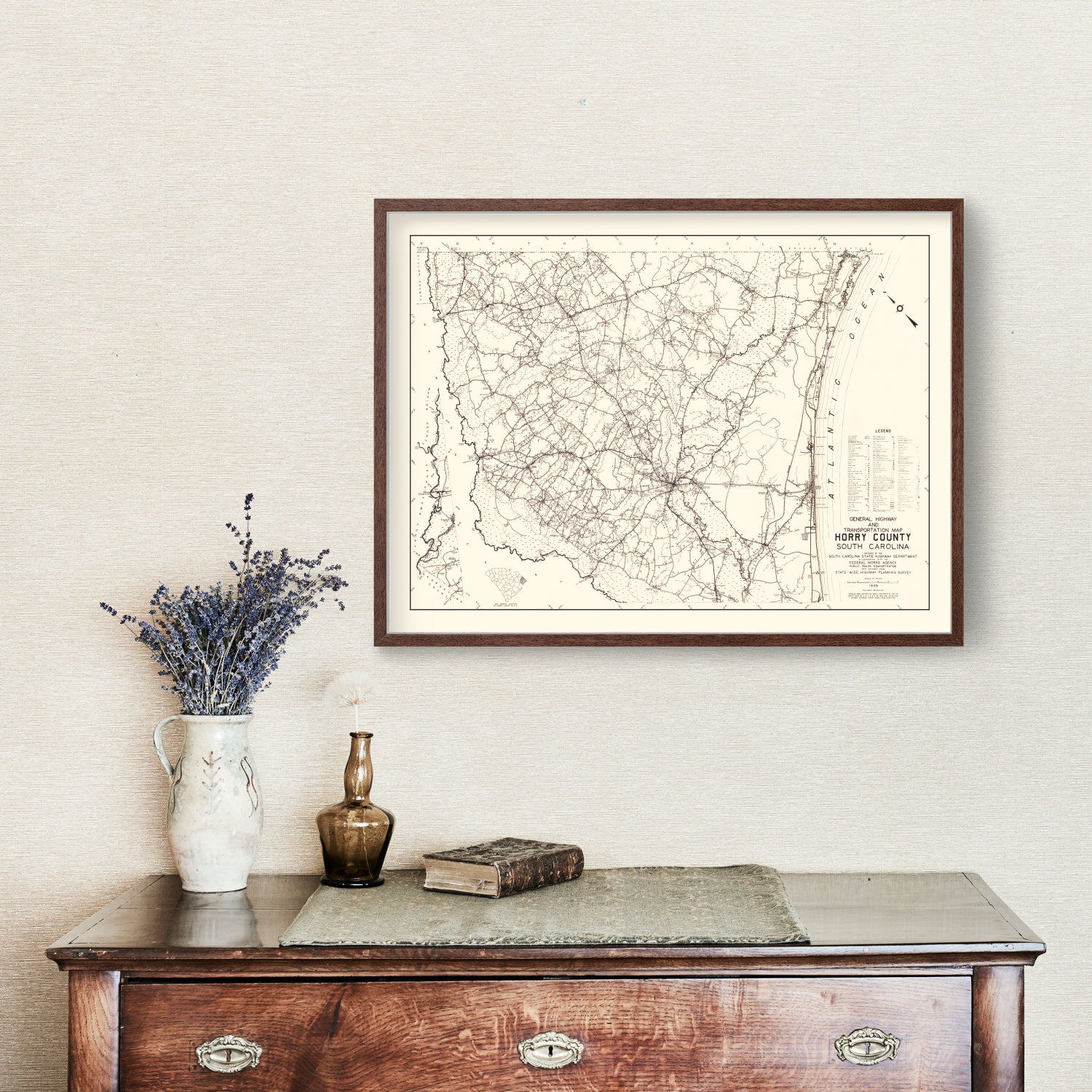 Vintage Map of Horry County, South Carolina 1939 by Ted's Vintage Art