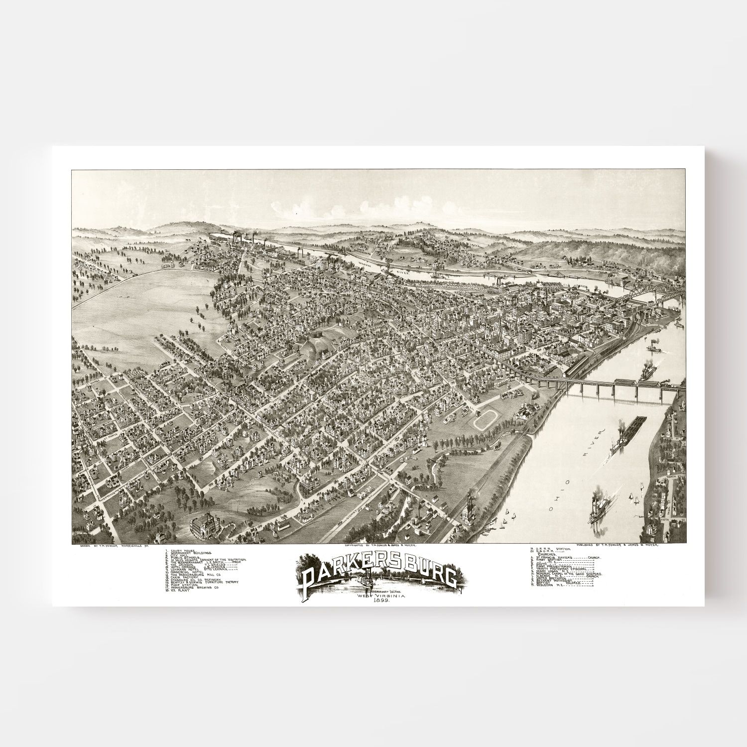 Vintage Map of Parkersburg, West Virginia 1899 by Ted's Vintage Art