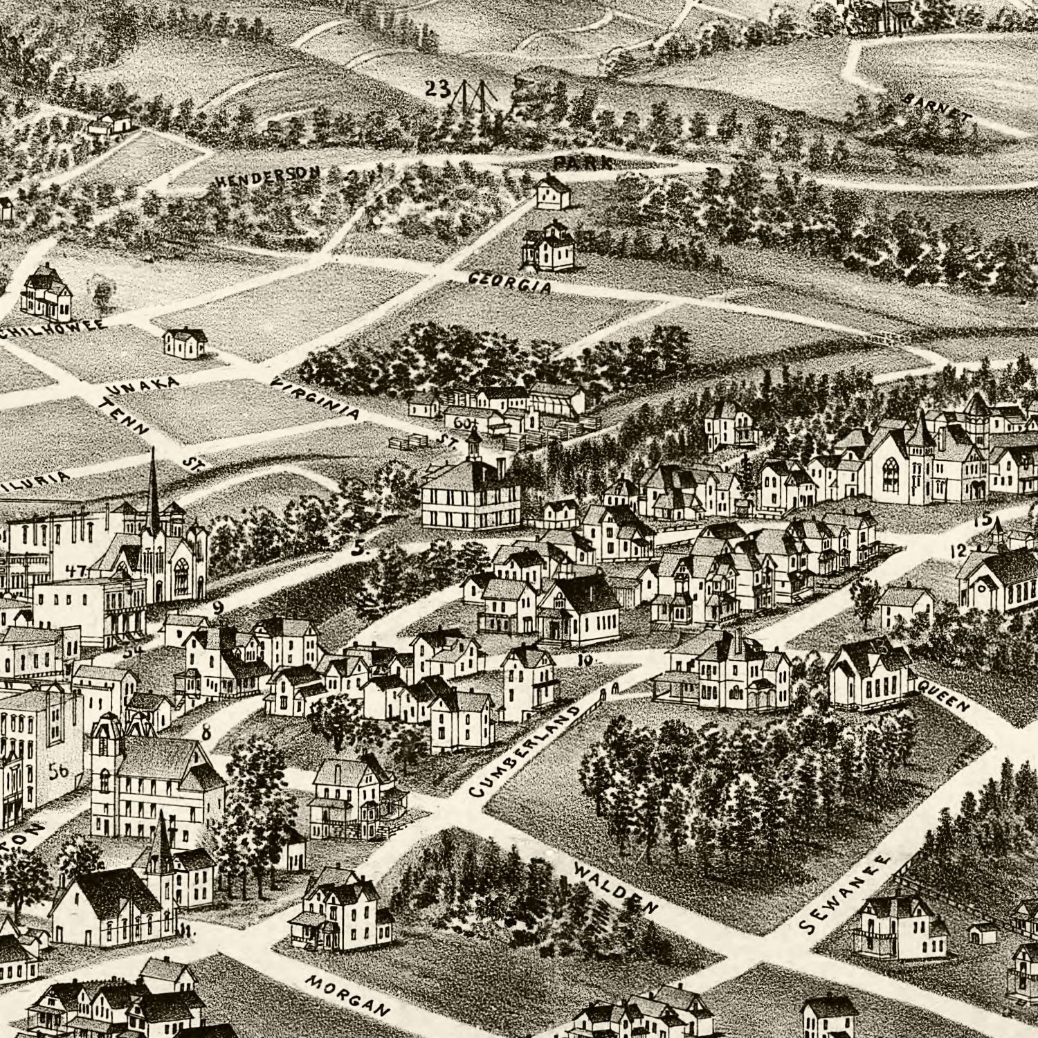 Vintage Map Of Harriman, Tennessee 1892 By Ted's Vintage Art