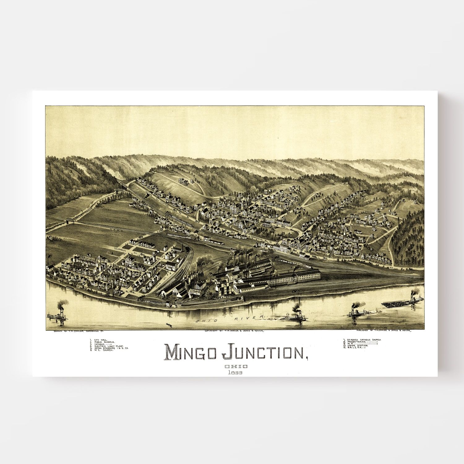 Vintage Map of Mingo Junction, Ohio 1899 by Ted's Vintage Art